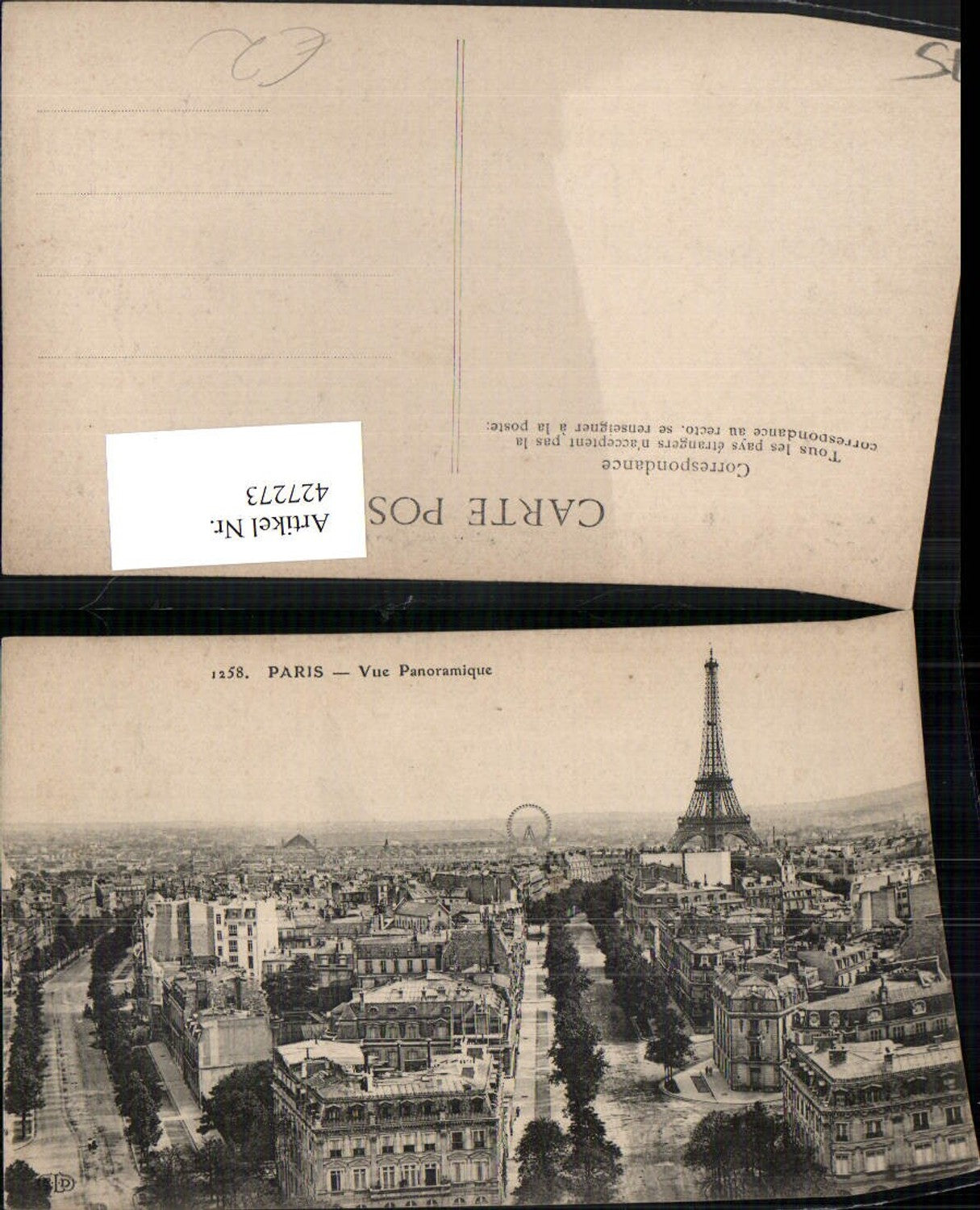 427273,Ile-de-France Paris Vue Panoramique Teilansicht m. Eiffelturm