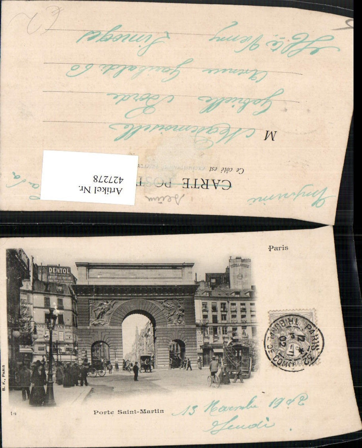427278,Ile-de-France Paris Porte Saint-Martin Tor Straßenansicht