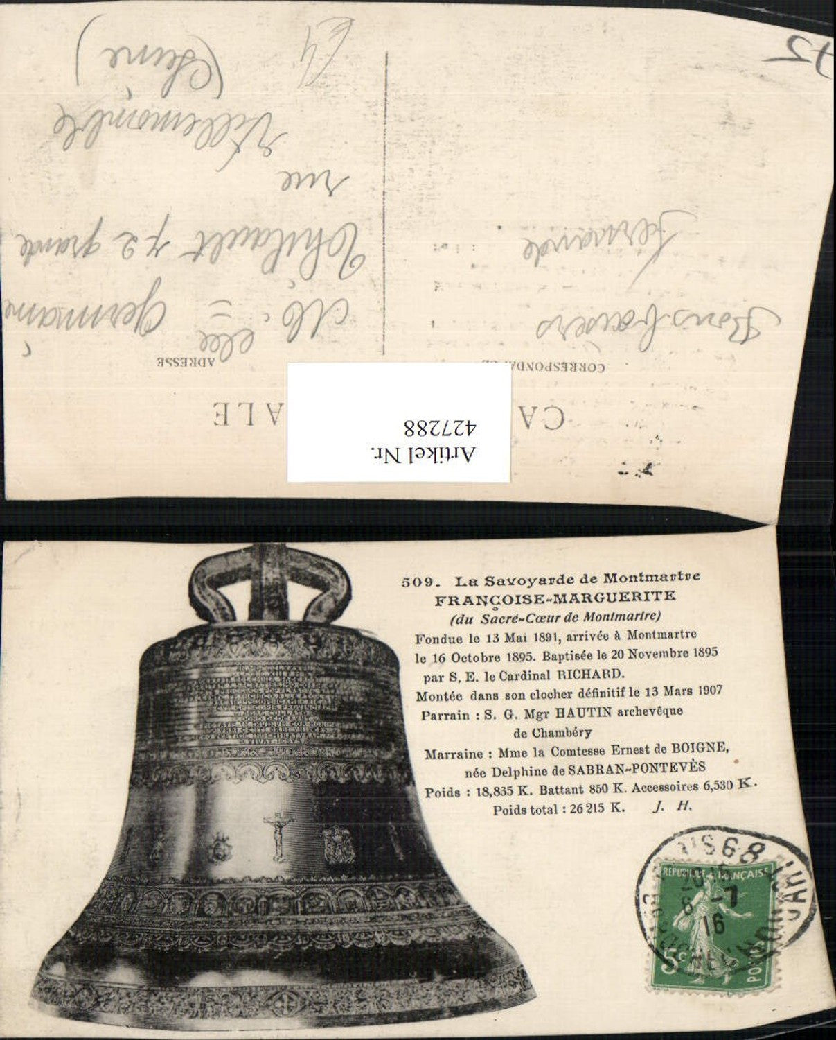 427288,Ile-de-France Paris Sacre-Coeur de Montmartre Savoyarde Glocke