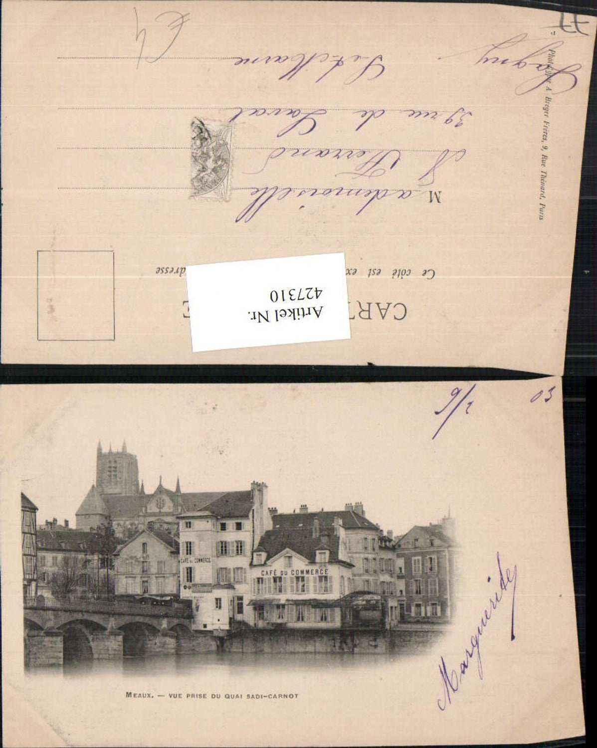 427310,Ile-de-France Seine-et-Marne Meaux Vue prise du Quai Sadi-Carnot Teilansicht