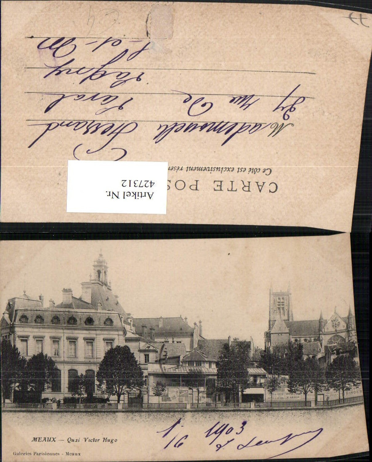 427312,Ile-de-France Seine-et-Marne Meaux Quai Victor Hugo Teilansicht Kirche