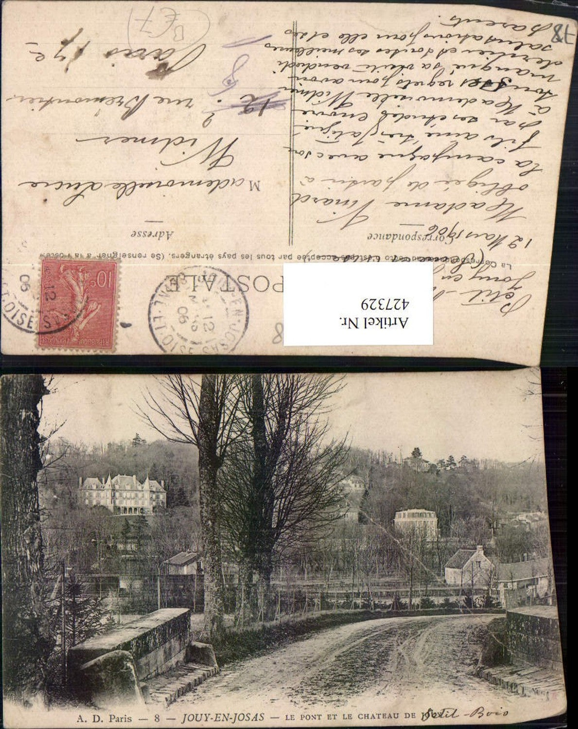 427329,Ile-de-France Yvelines Jouy-en-Josas Pont and the Chateau de Jouy