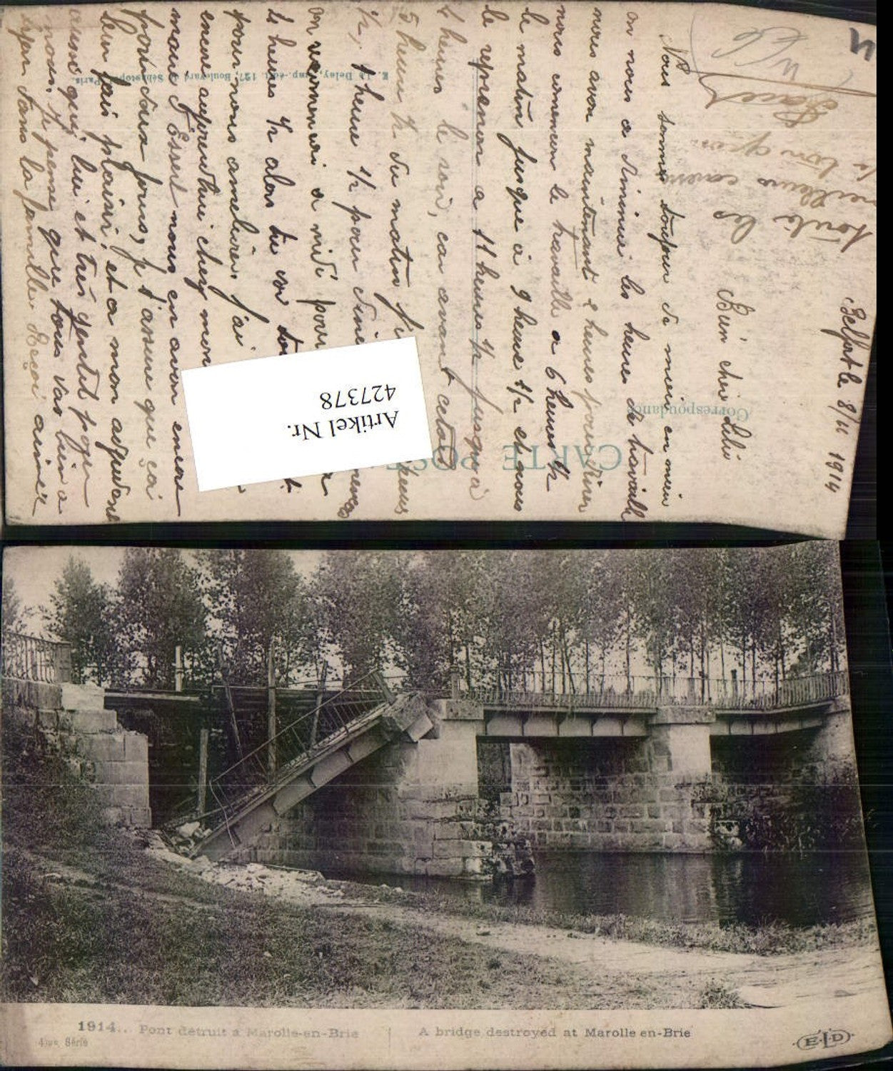 427378,Ile-de-France Val-de-Marne Marolle-e-Brie Pont detruit zerstörte Brücke
