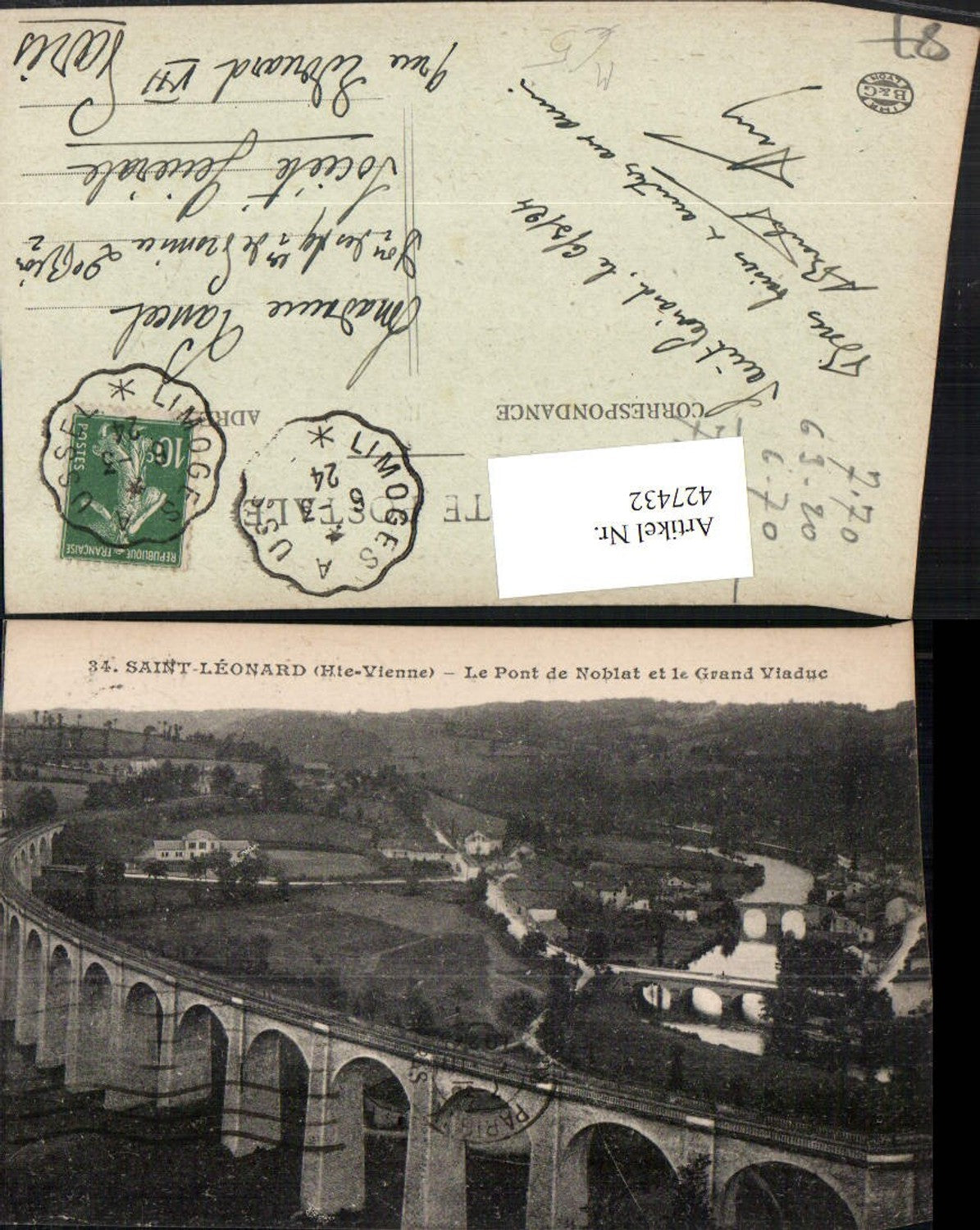 427432,Limousin Haute-Vienne Saint-Leonard Pont de Noblat et le Grand Viaduc Viadukt Brücke