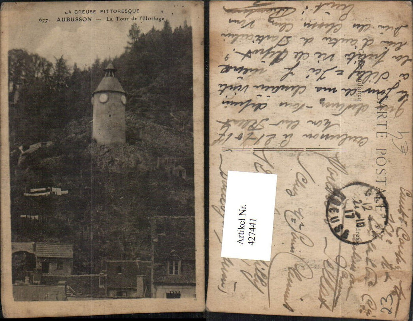 427441,Limousin Creuse Aubusson La Tour de l'Horloge Uhrturm Turm
