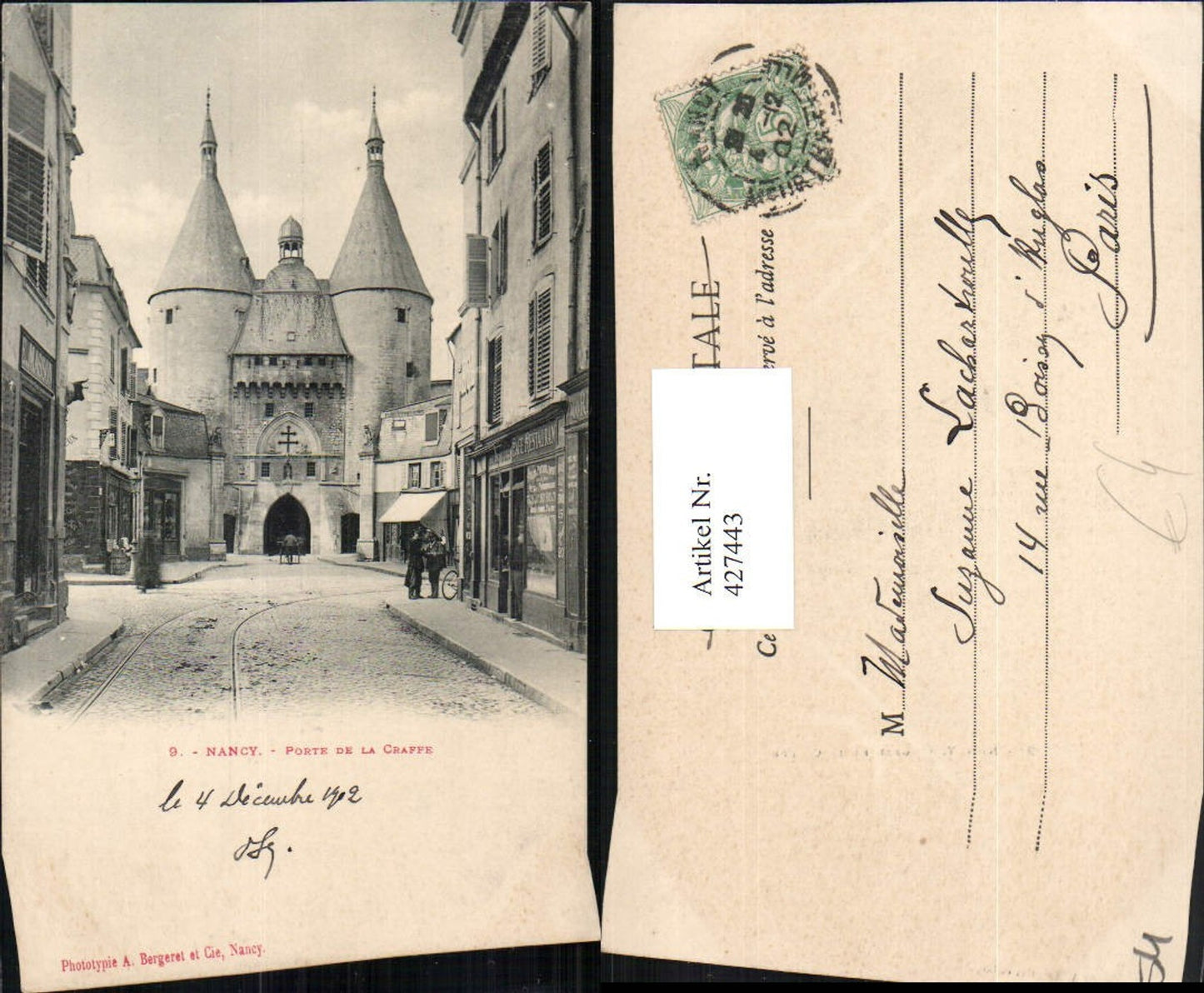 427443,Lothringen Meurthe-et-Moselle Nancy Porte de la Craffe Tor Straßenansicht Türme