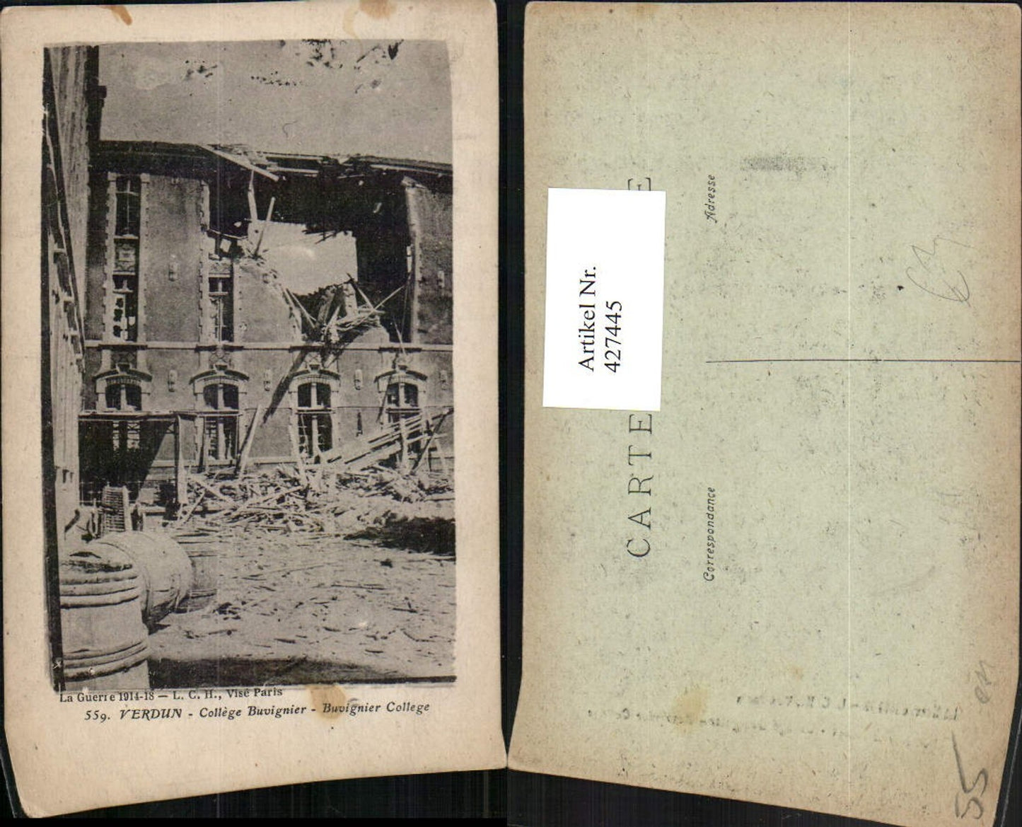 427445, Lorraine Meuse Verdun College Buvignier Destruction