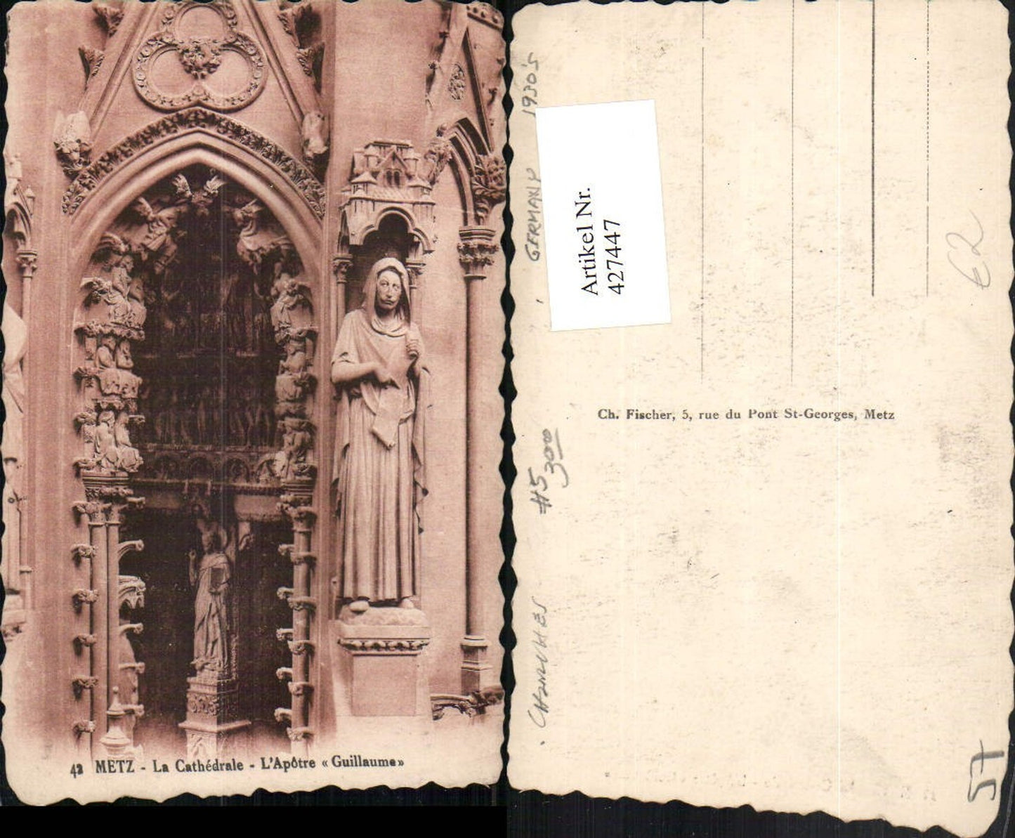 427447,Lothringen Moselle Metz La Cathedrale L'Apotre Guillaume Kirche Stuck