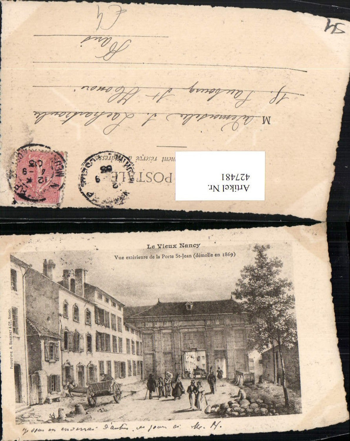 427481,Künstler AK Lothringen Meurthe-et-Moselle Nancy Porte St-Jean Tor