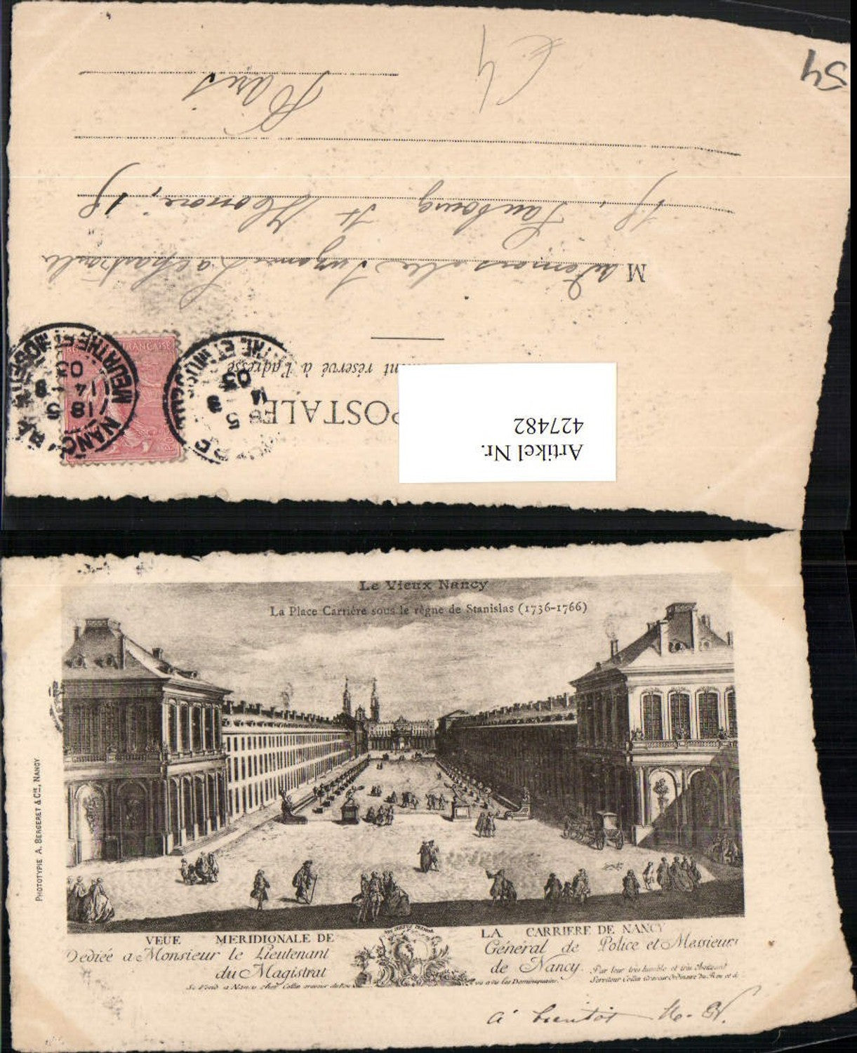 427482,Künstler AK Lothringen Meurthe-et-Moselle Nancy Place Carriere Platz
