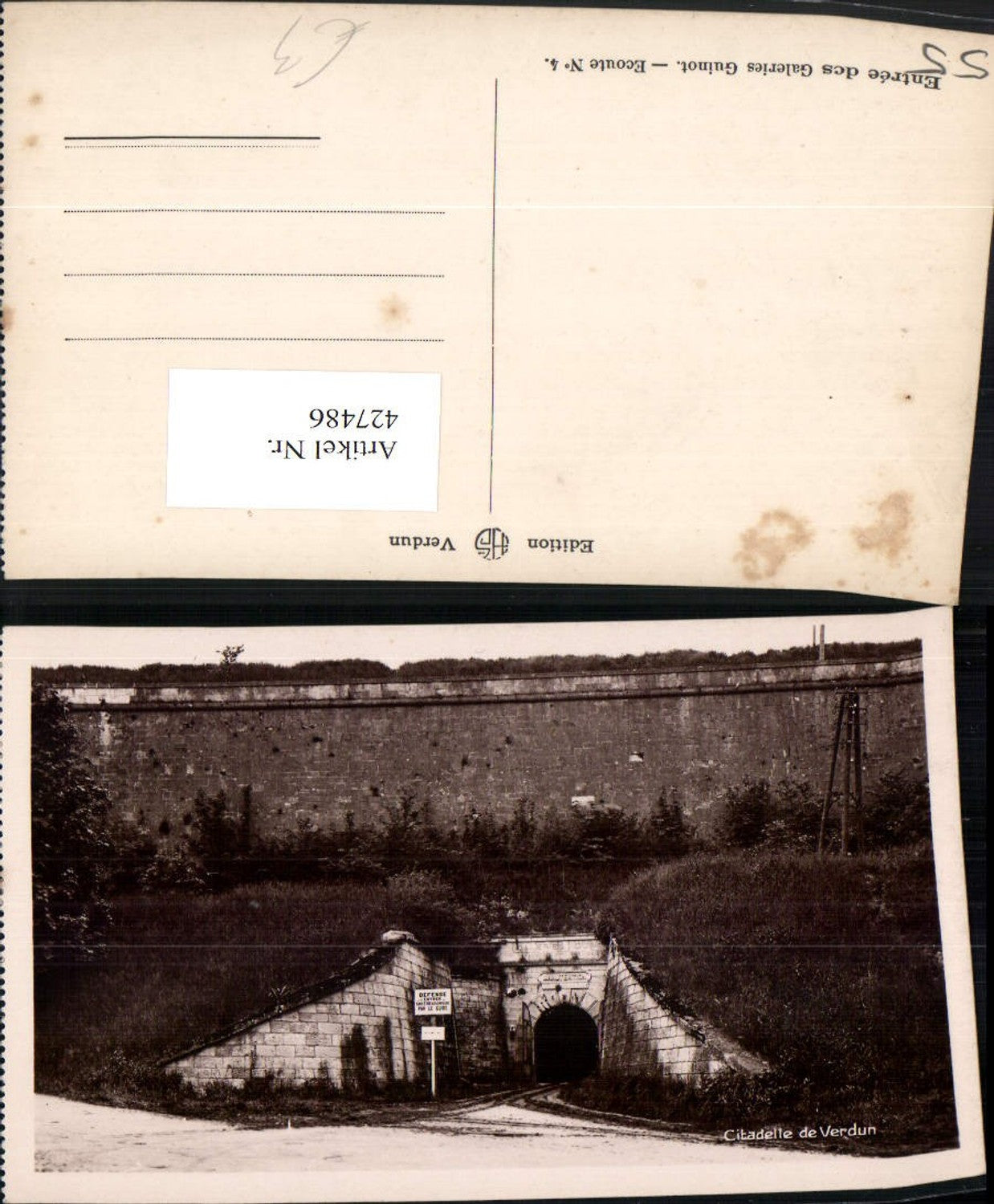427486,Lothringen Meuse Citadelle de Verdun Entree des Galeries Guinot Tunnel