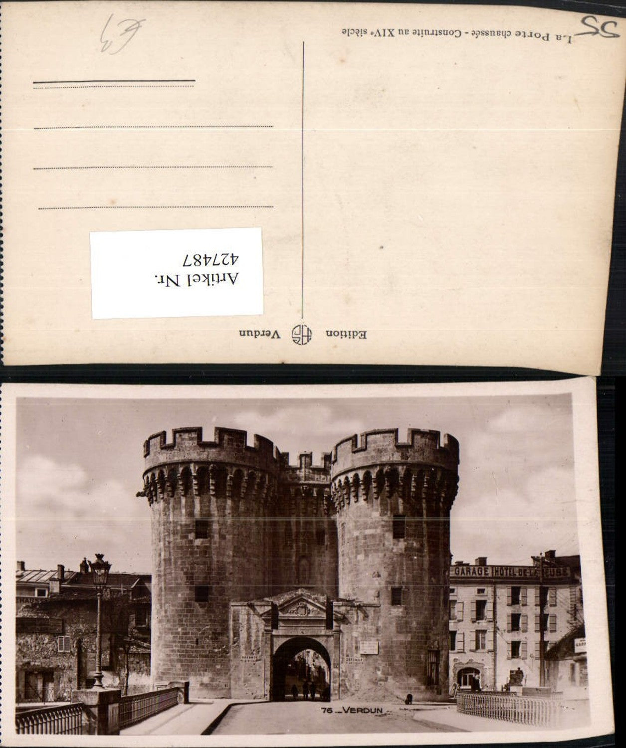 427487,Lothringen Meuse Verdun La Porte chaussee Tor Türme