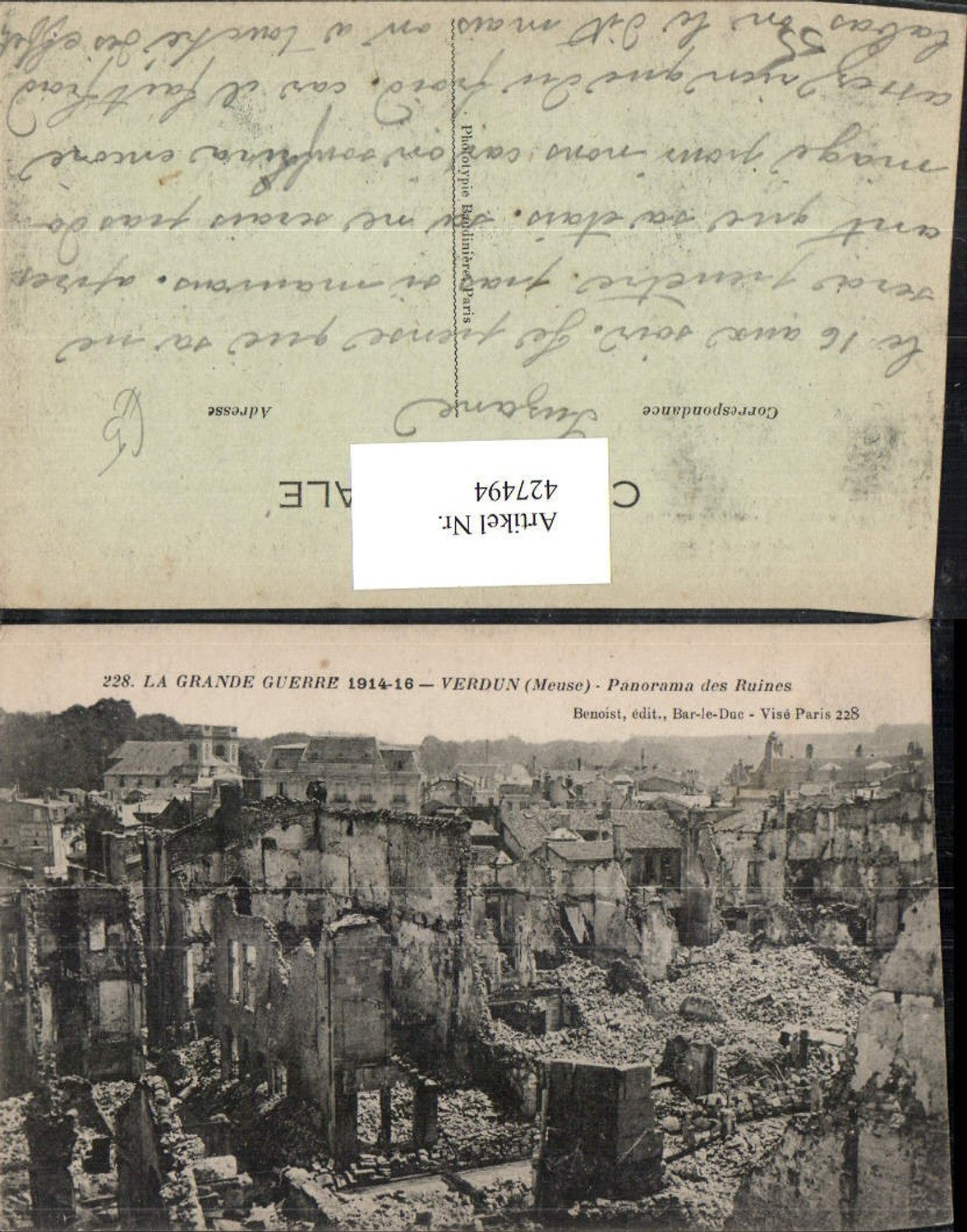 427494,Lothringen Meuse Verdun Panorama des Ruines Teilansicht