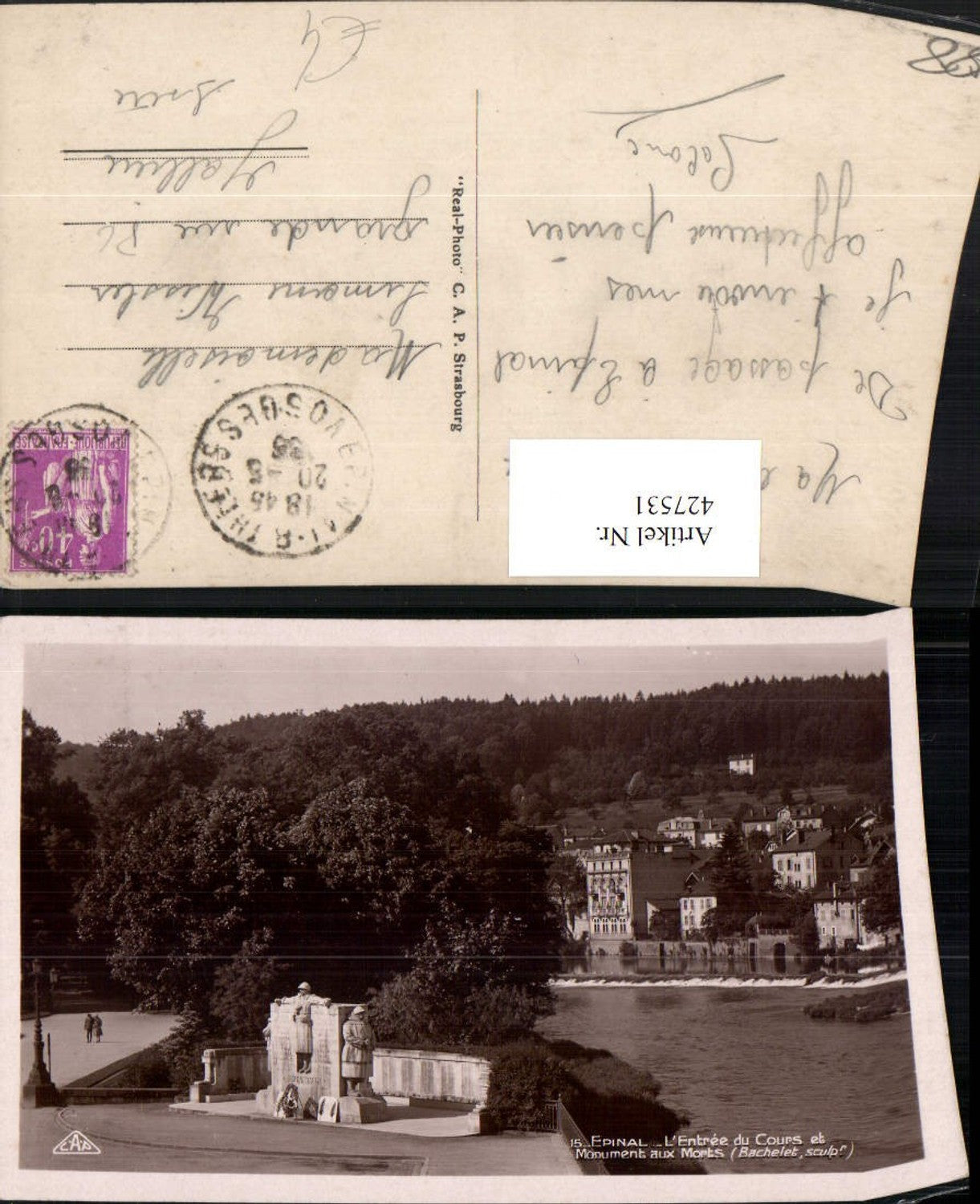 427531,Lothringen Vosges Epinal L'Entree du Cours et Monument aux Morts
