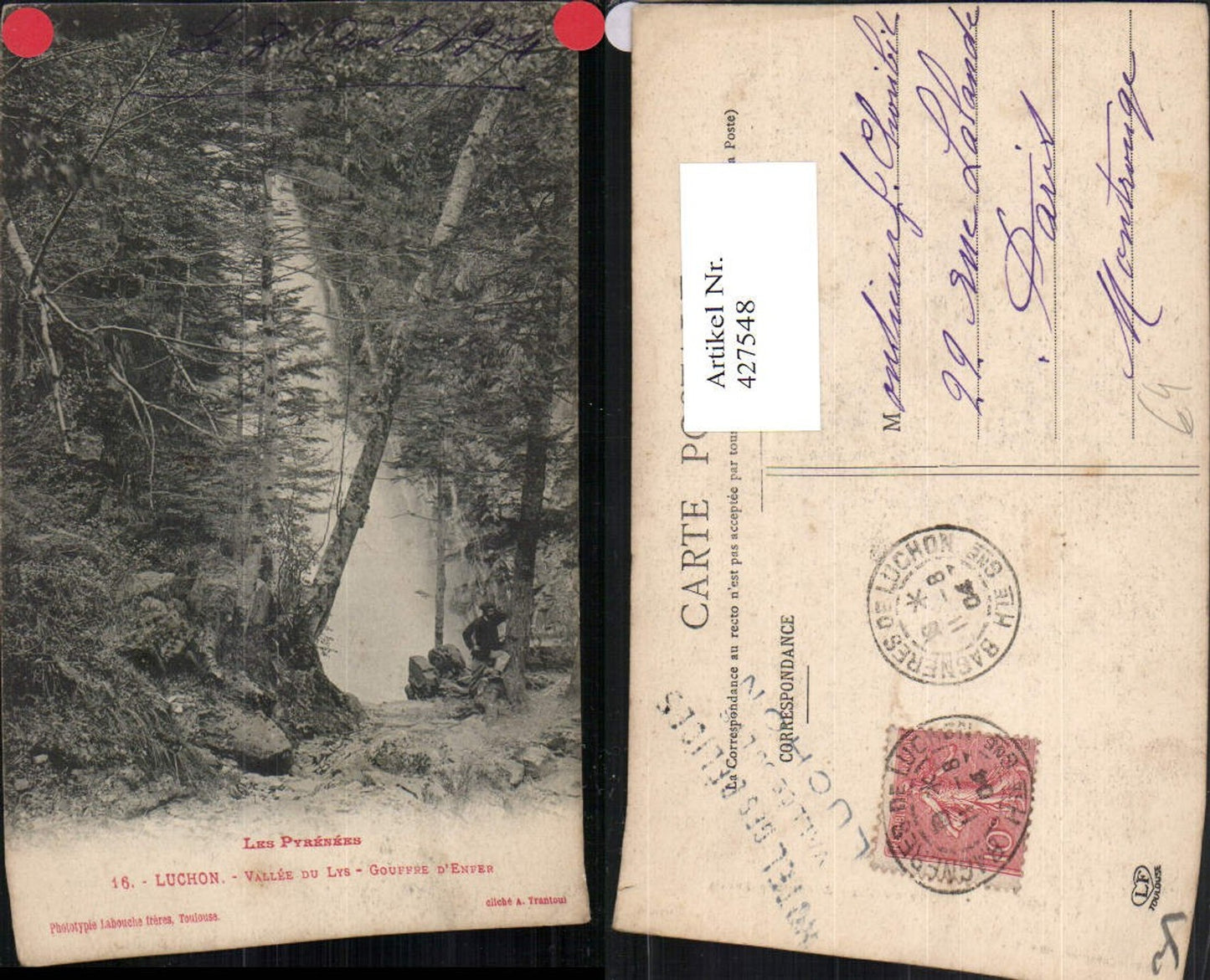 427548,Midi-Pyrenees Haute-Garonne Luchon Vallee du Lys Gouffre Wasserfall