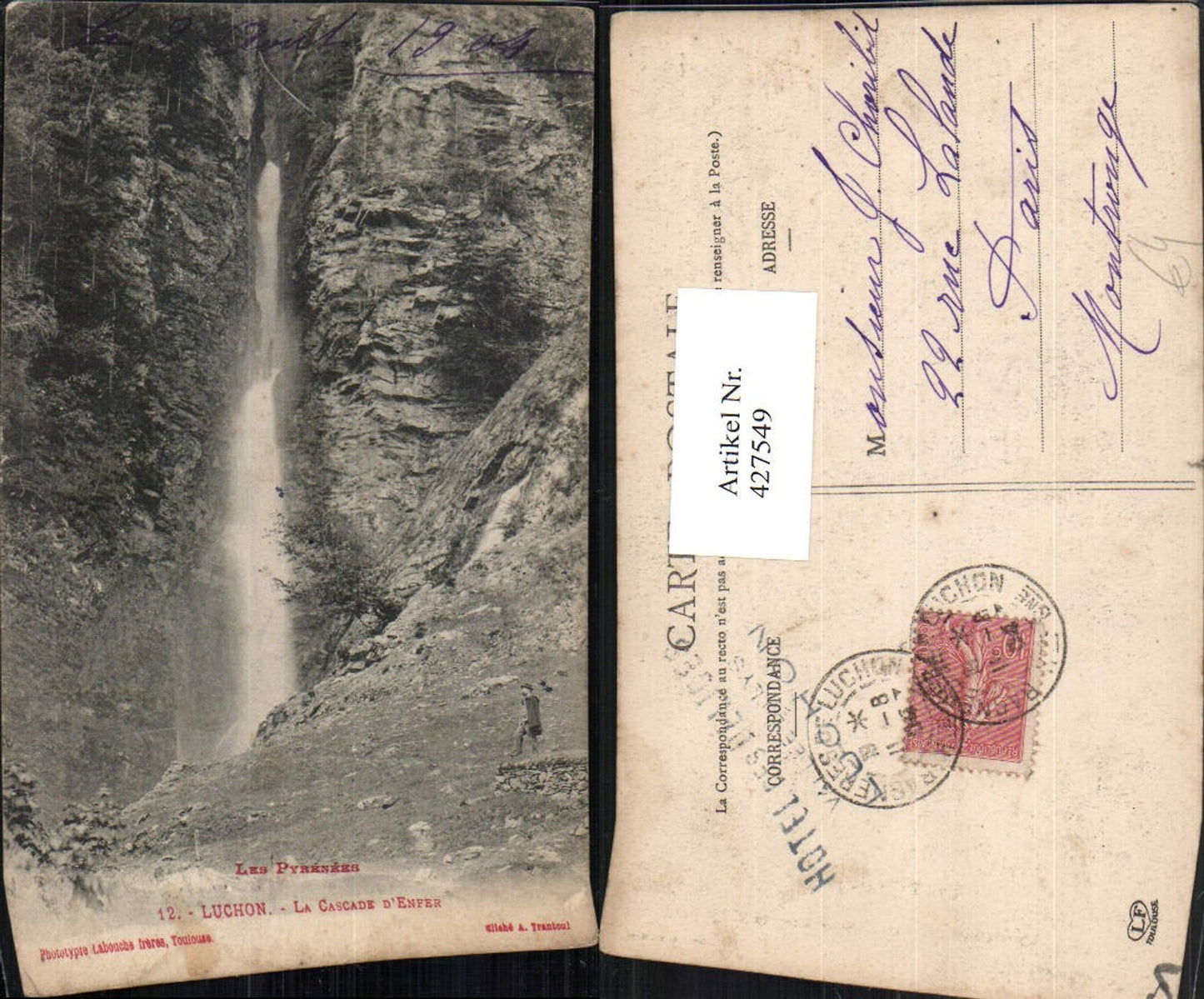 427549,Midi-Pyrenees Haute-Garonne Luchon La Cascade Enfer Wasserfall