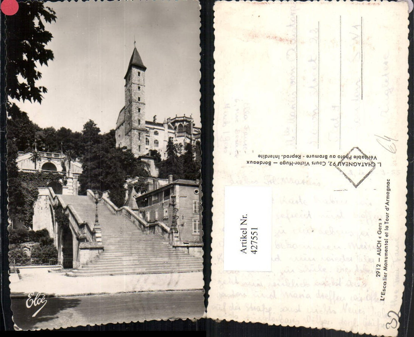 427551,Midi-Pyrenees Gers Auch Escalier Monumental et la Tour Armagnac Stiege