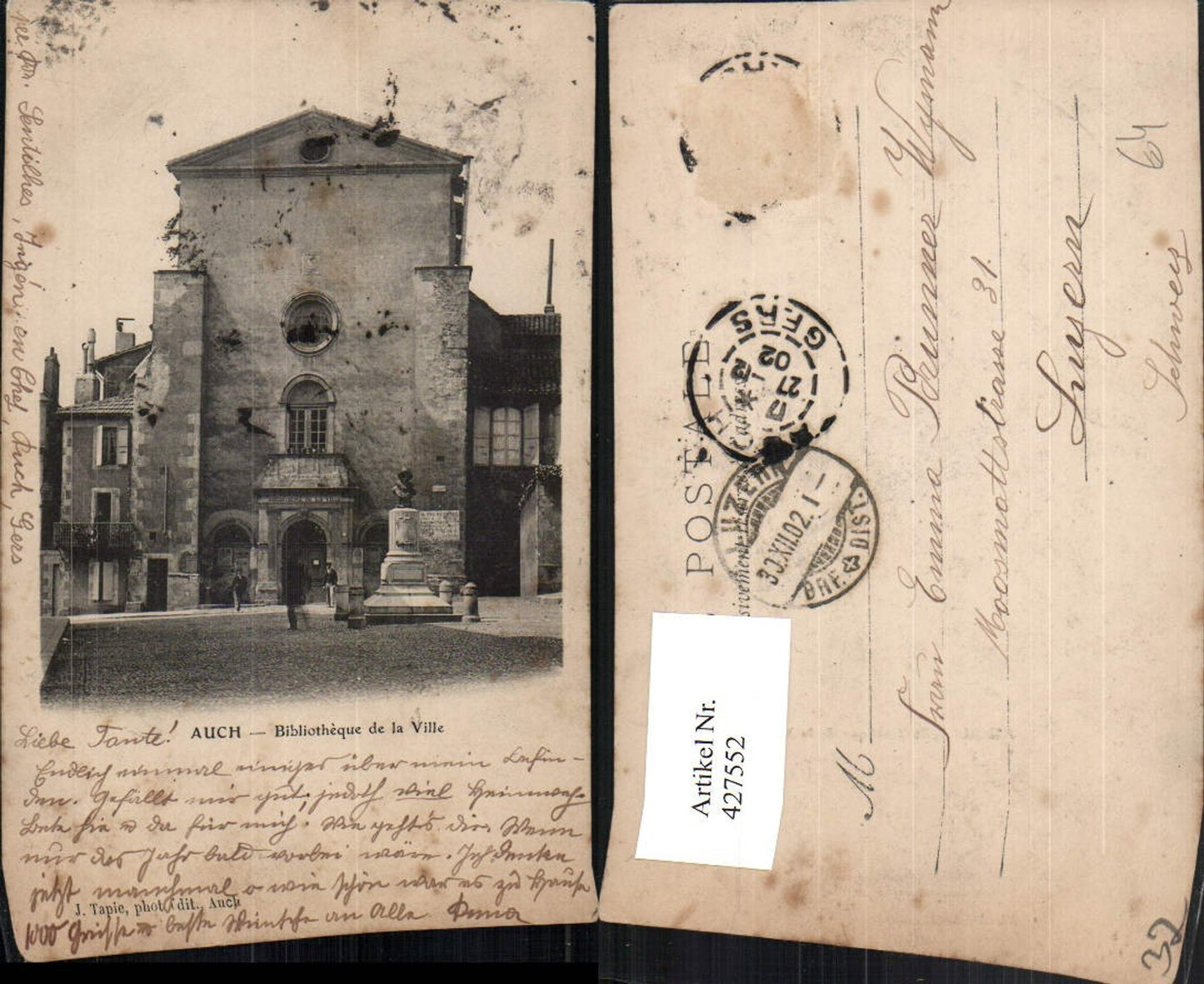 427552,Midi-Pyrenees Gers Auch Bibliotheque de la Ville Bibliothek