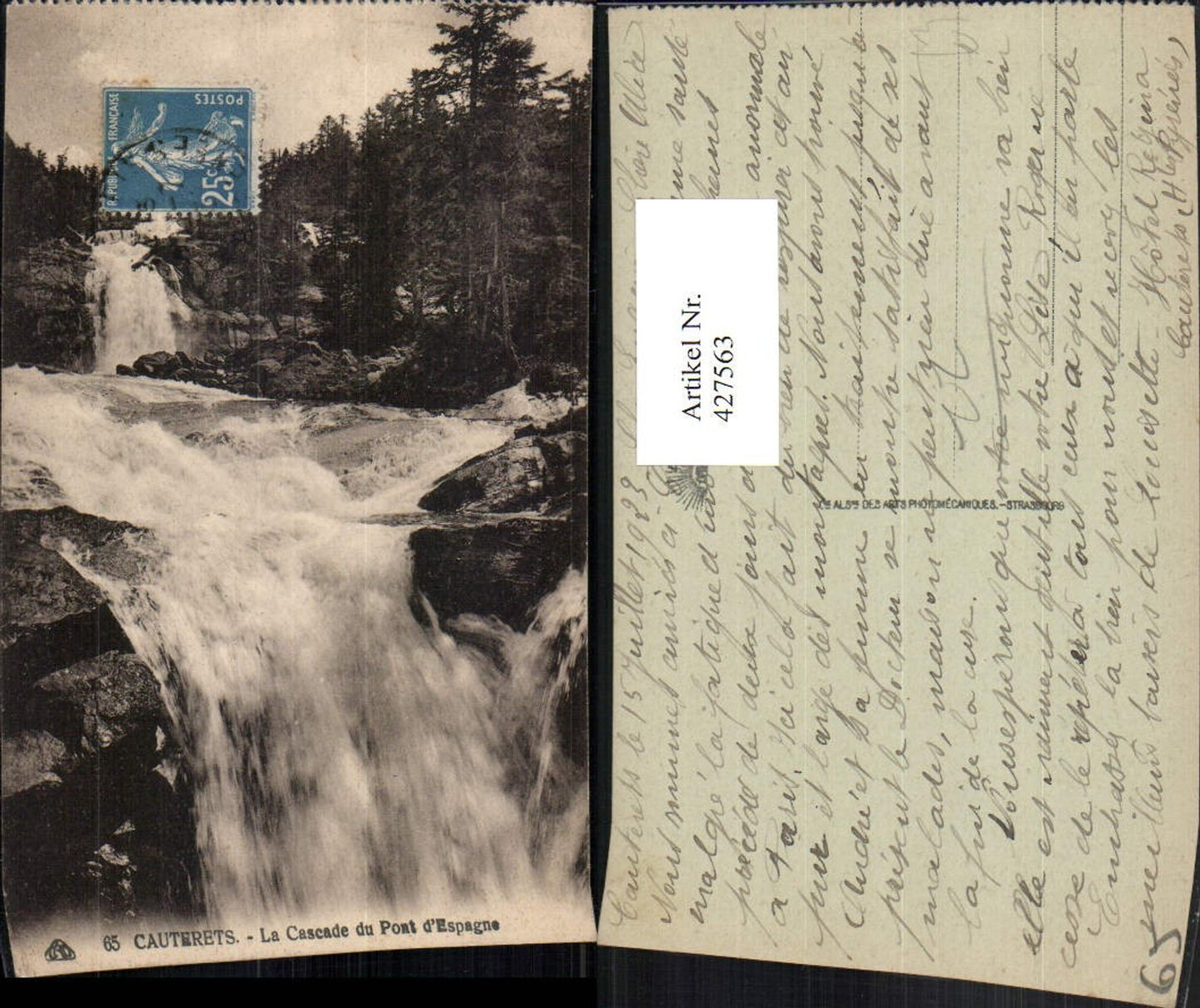 427563,Midi-Pyrenees Hautes-Pyrenees Cauterets La Cascade du Pont Espagne Wasserfall