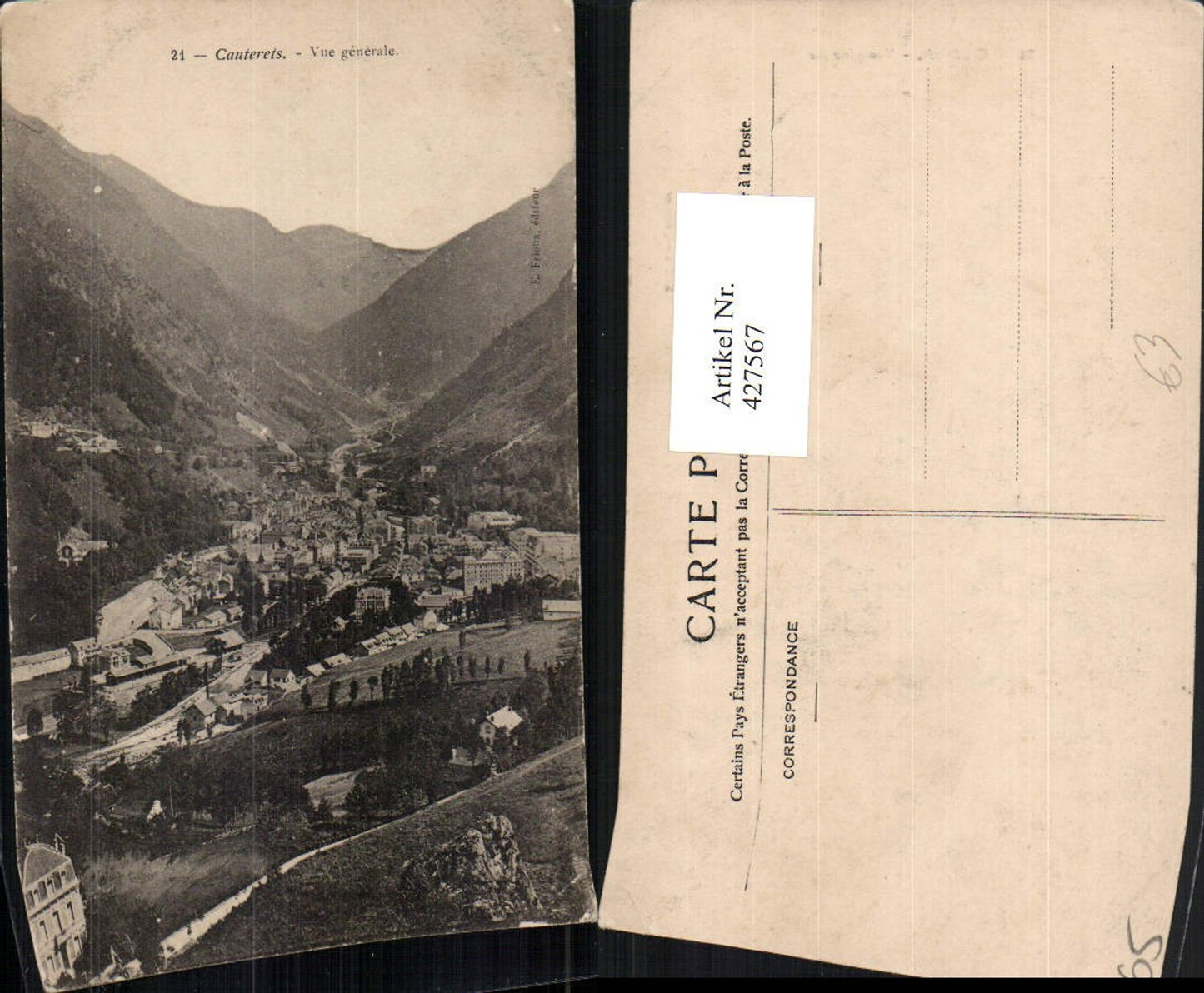 427567,Midi-Pyrenees Hautes-Pyrenees Cauterets Vue generale Totale