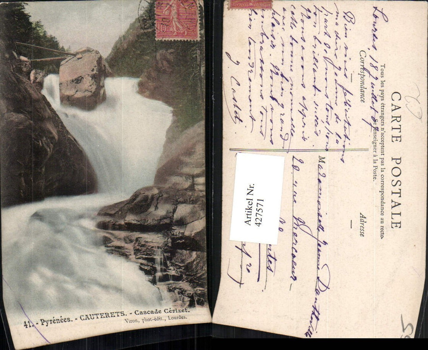 427571,Midi-Pyrenees Hautes-Pyrenees Cauterets Cascade Cerizet Wasserfall