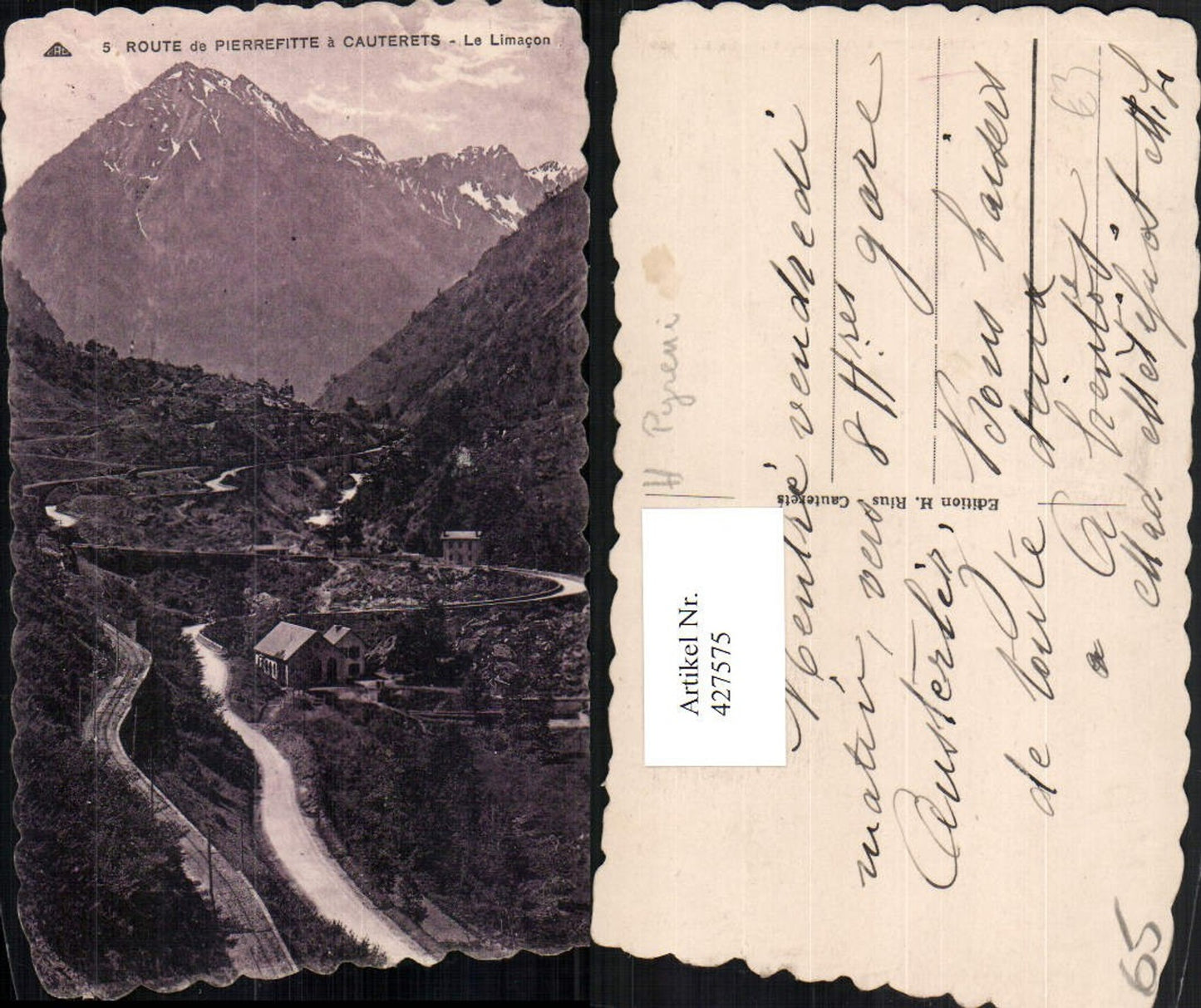 427575,Midi-Pyrenees Hautes-Pyrenees Route de Pierrefitte a Cauterets Limacon Bergkulisse