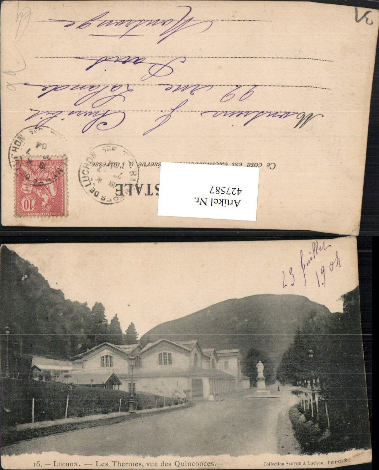 427587,Midi-Pyrenees Haute-Garonne Luchon Les Thermes vue des Quinconces