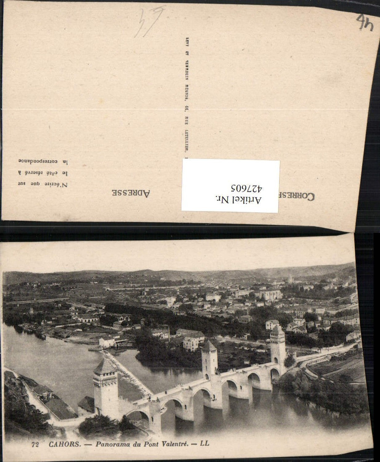 427605,Midi-Pyrenees Lot Cahors Panorama du Pont Valentre Totale Brücke