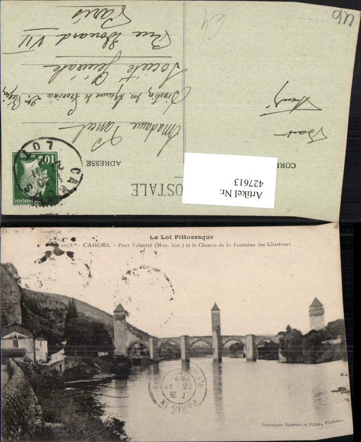 427613,Midi-Pyrenees Lot Cahors Pont Valentre et le Chemin de la Fontaine Brücke