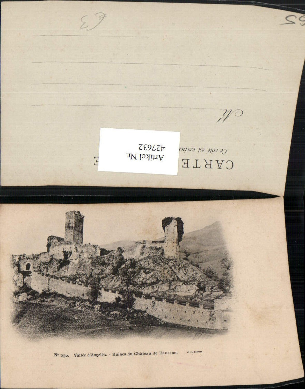 427632,Midi-Pyrenees Hautes-Pyrenees Vallee d'Argeles Ruines du Chateau de Baucens Ruine