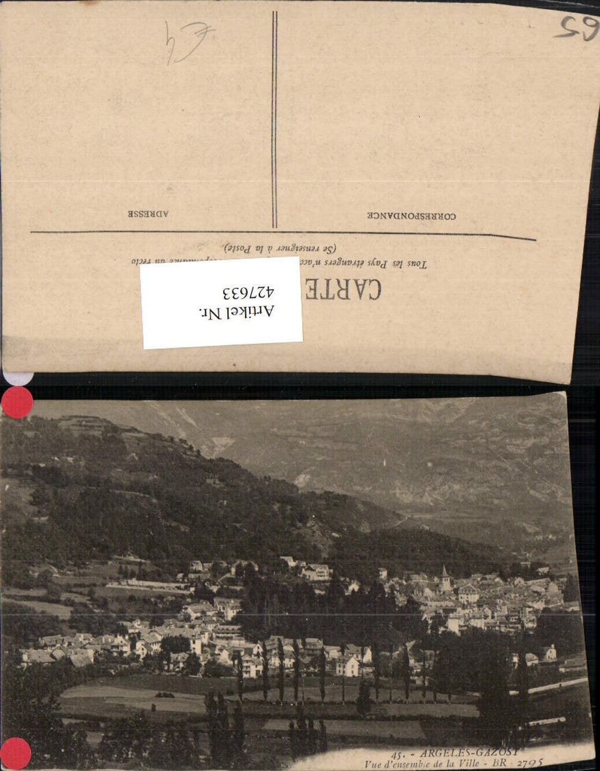 427633,Midi-Pyrenees Hautes-Pyrenees Argeles-Gazost vue d'ensemble de la Ville Totale