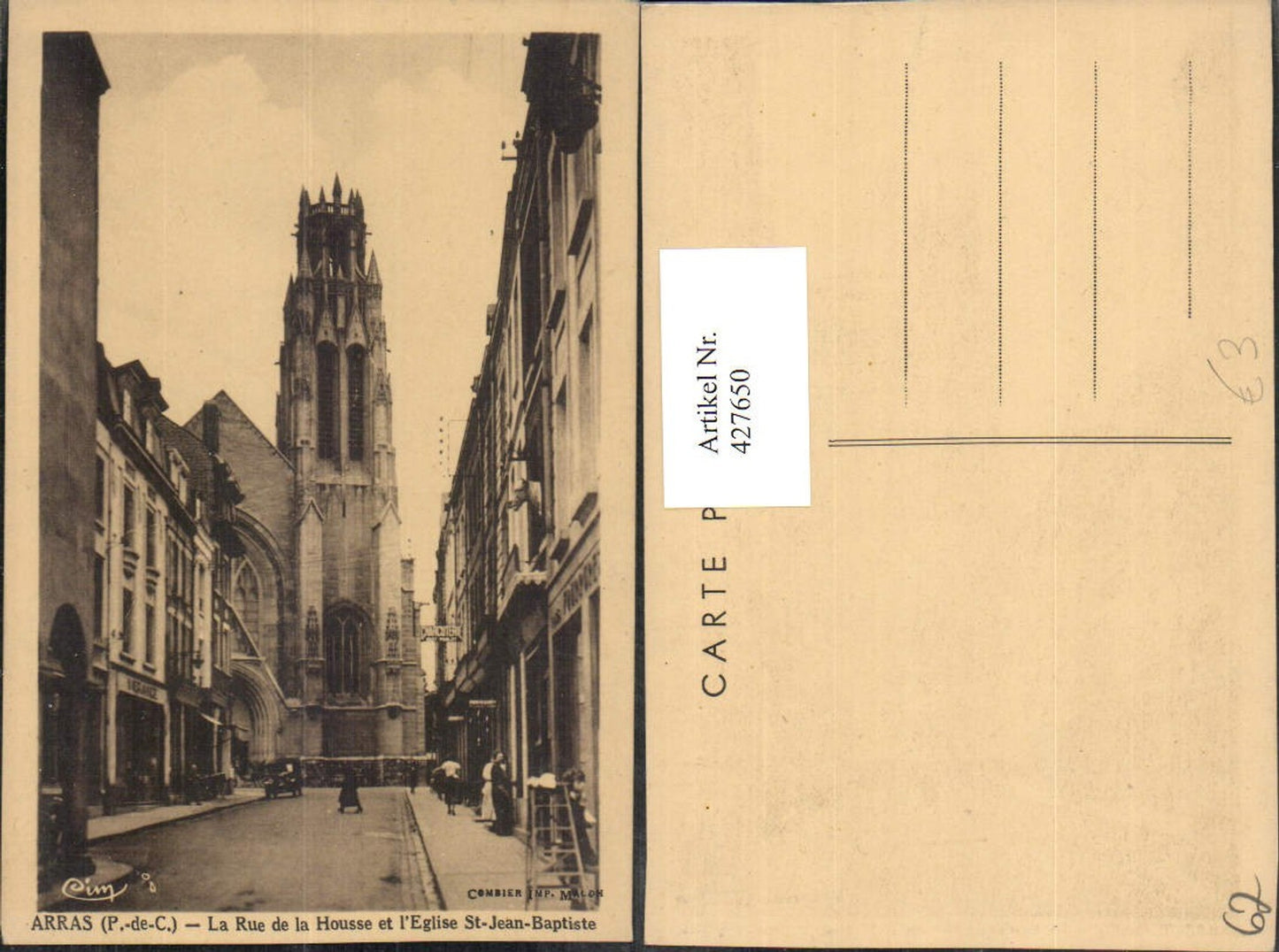 427650,Nord-Pas-de-Calais Pas-de-Calais Arras Rue de la Housse et Eglise St-Jean-Baptiste Kirche