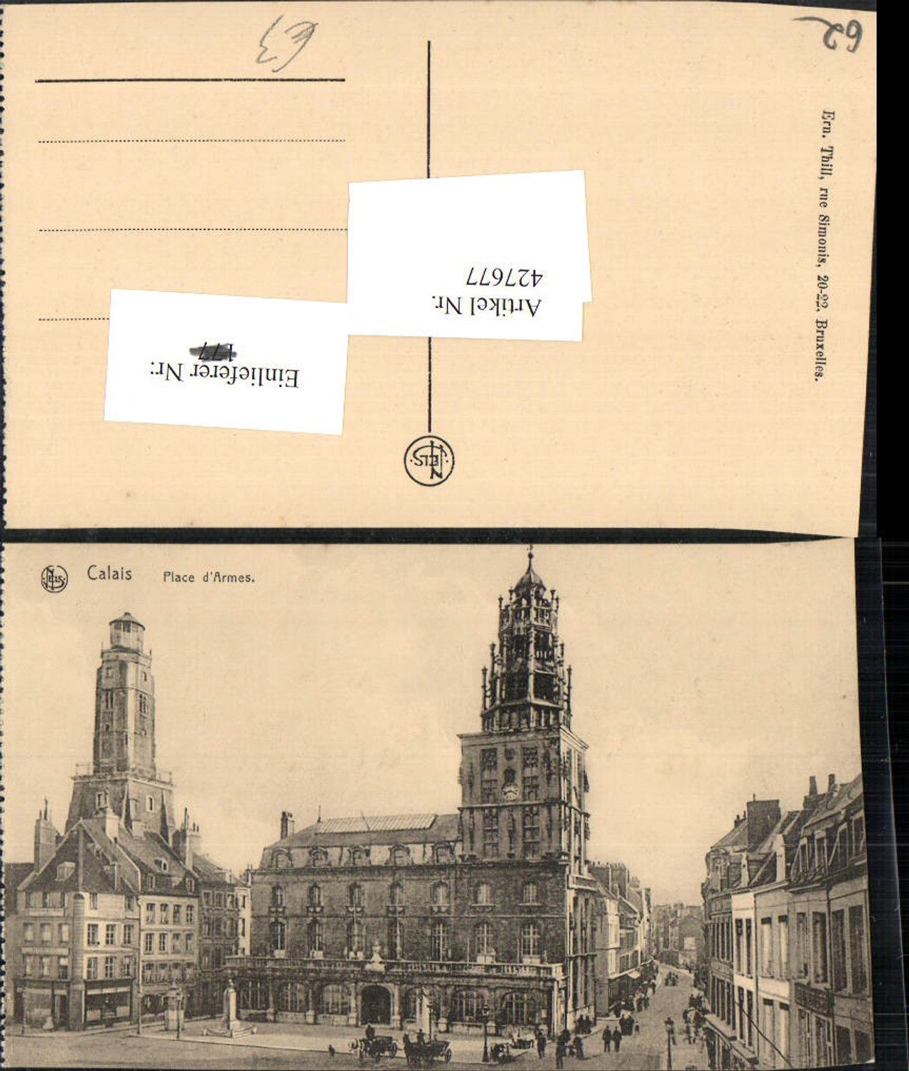 427677,Nord-Pas-de-Calais Pas-de-Calais Calais Place d'Armes Platz Rathaus