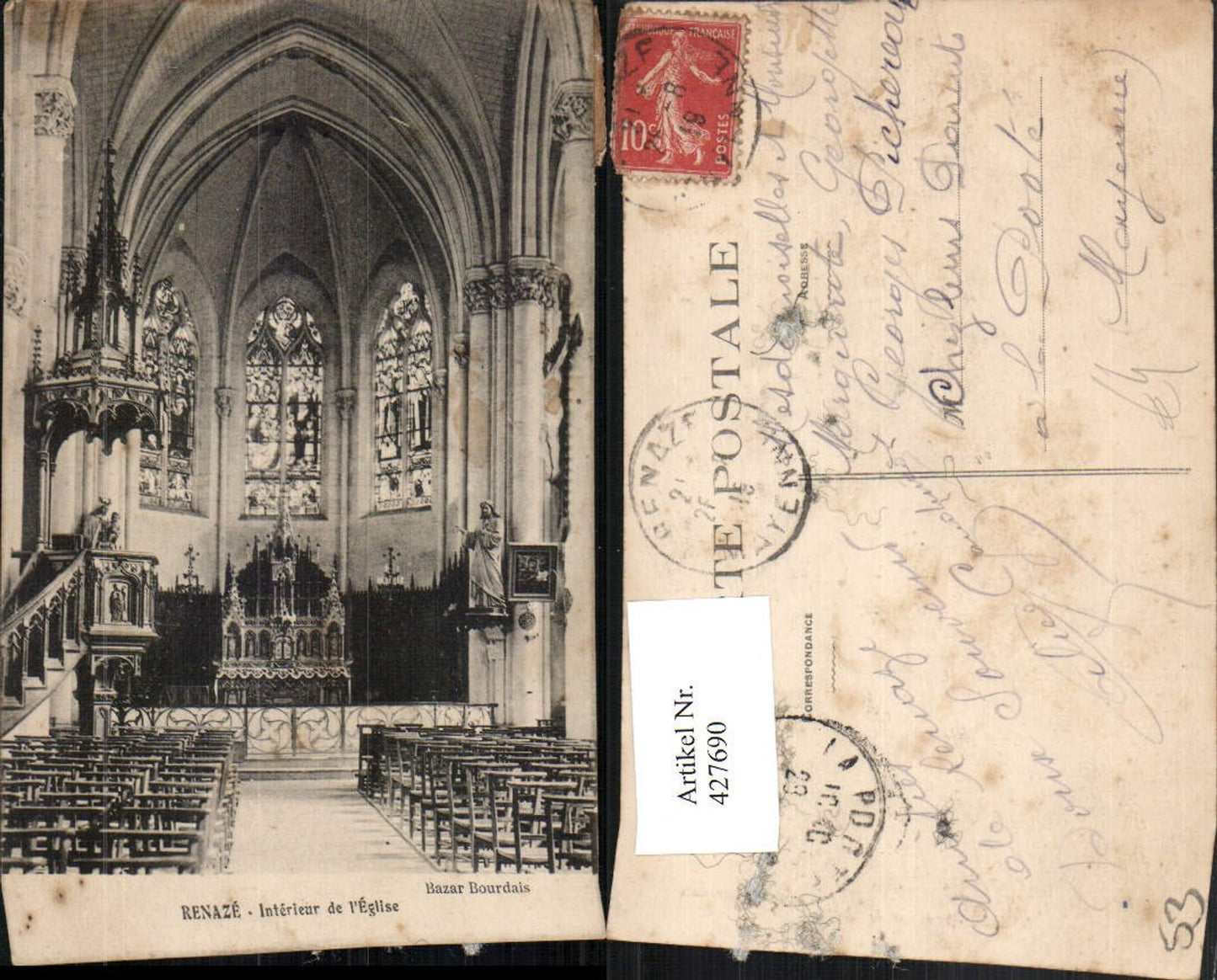 427690,Pays de la Loire Mayenne Renaze Interieur de l'Eglise Kirche Kanzel