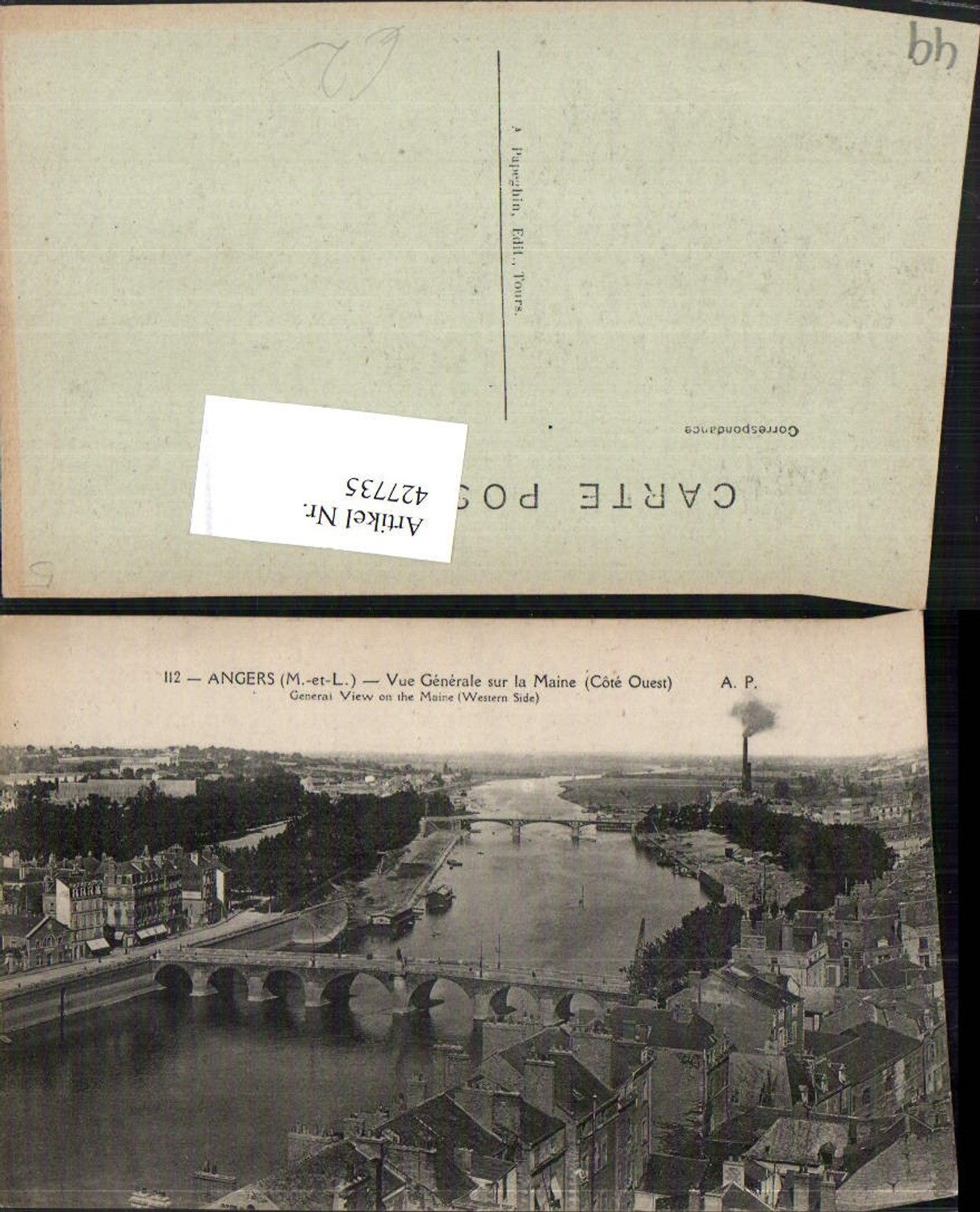 427735,Pays de la Loire Maine-et-Loire Angers Vue Generale sur la Maine Teilansicht Brücke