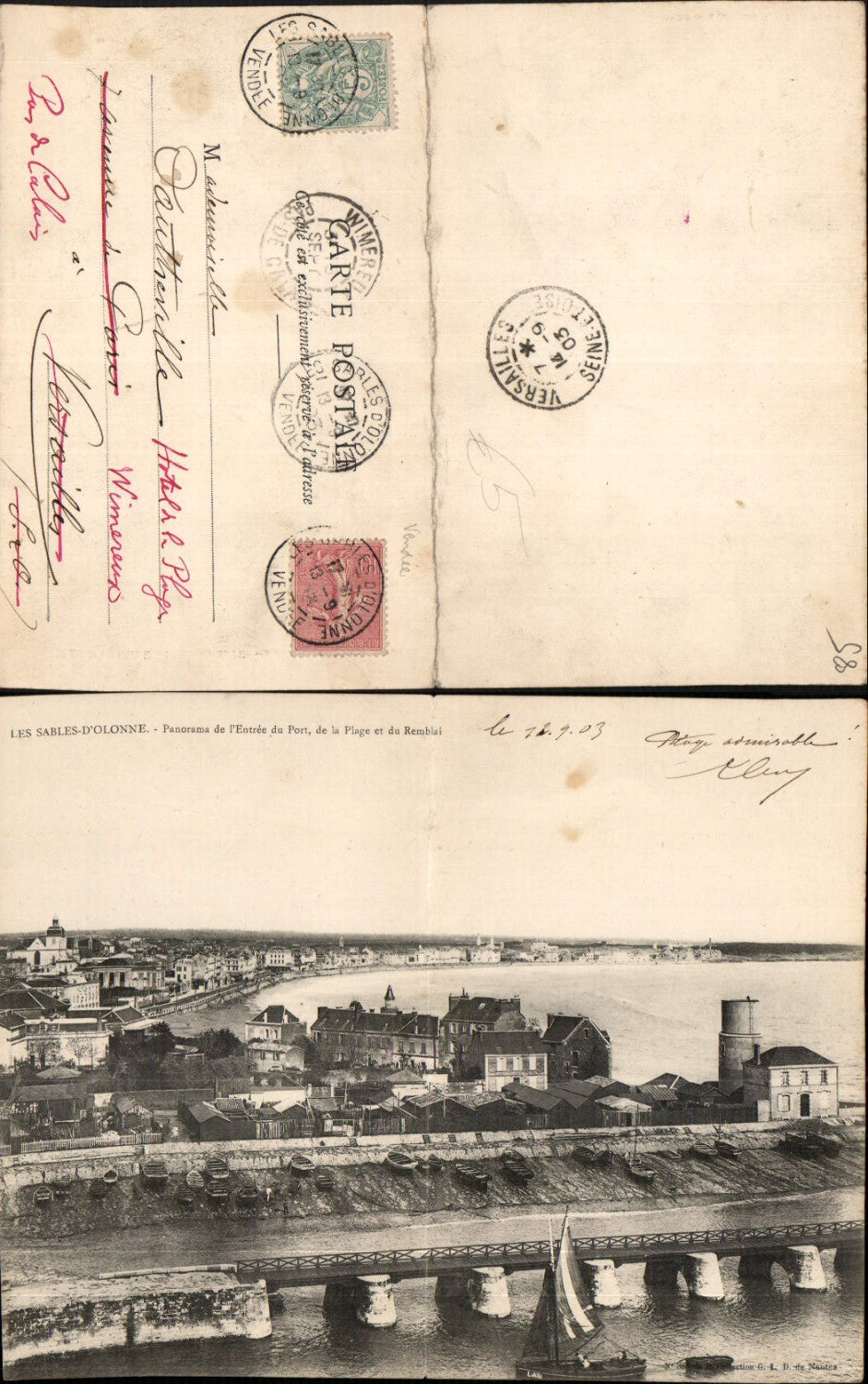 427772,Klappkarte Pays de la Loire Vendee Les Sables-d'Olonne Panorama Totale Brücke