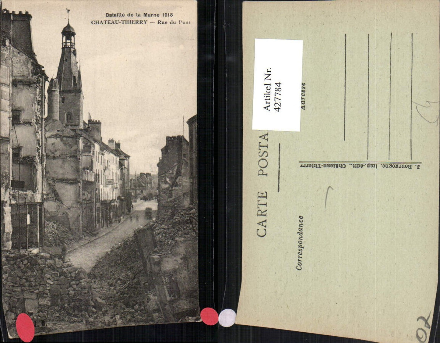 427784,Picardie Aisne Chateau-Thierry Rue du Pont Straße Zerstörung