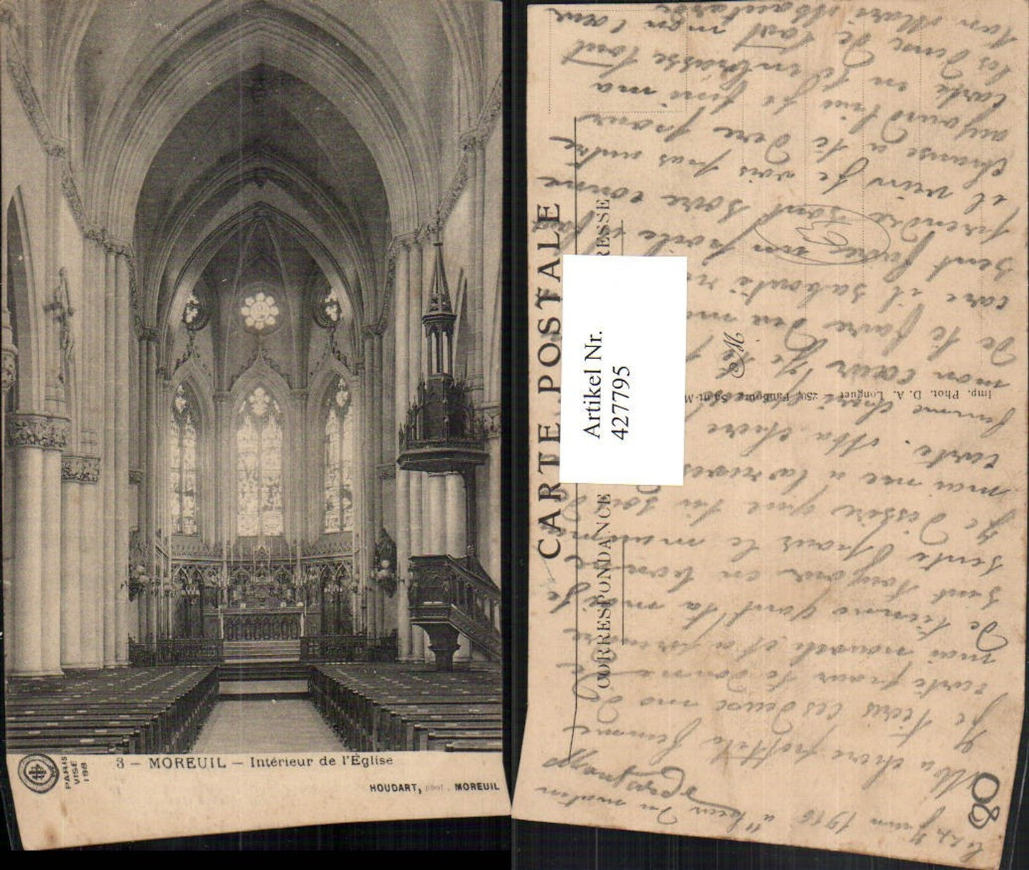 427795,Picardie Somme Moreuil Interieur de l'Eglise Kirche Kanzel