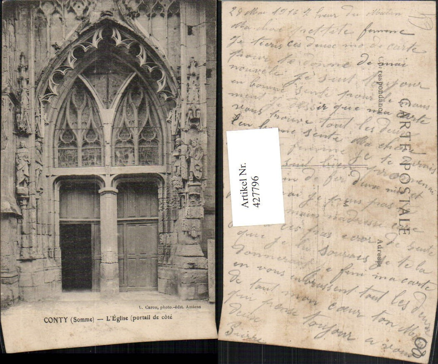 427796,Picardie Somme Conty L'Eglise Kirche Portal