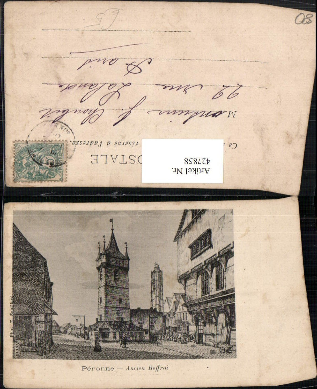 427858,Künstler AK Picardie Somme Peronne Ancien Beffroi Glockenturm Turm