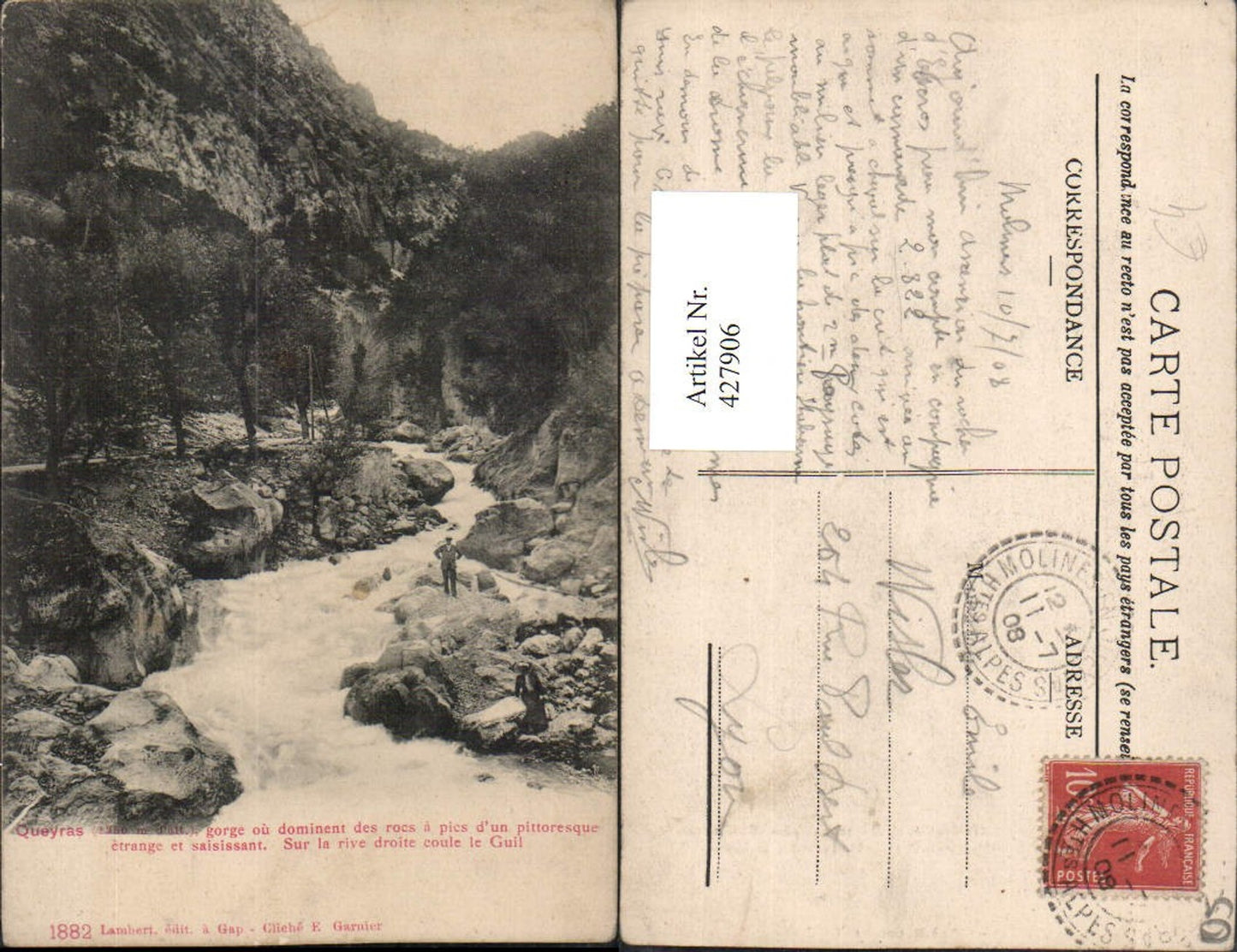 427906,Provence-Alpes-Cote-Azur Hautes-Alpes Queyras Gorge ou dominent des rocs Schlucht