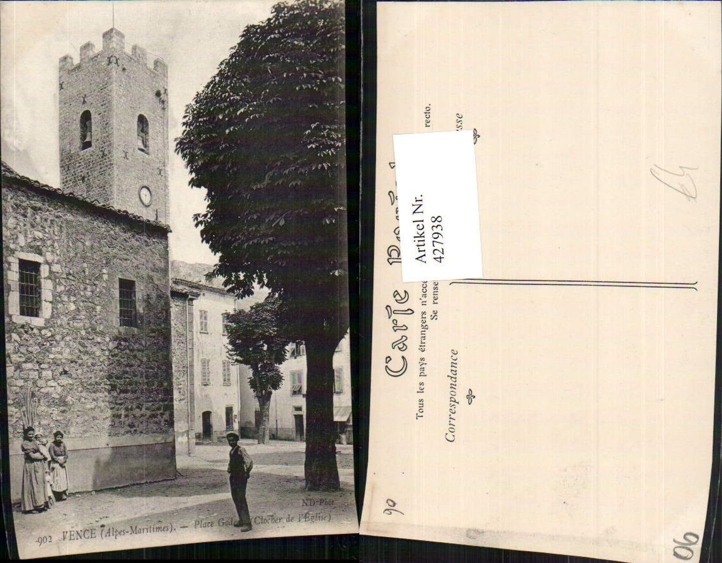 427938,Provence-Alpes-Cote-Azur Alpes-Maritimes Vence Place Godeau Platz Turm