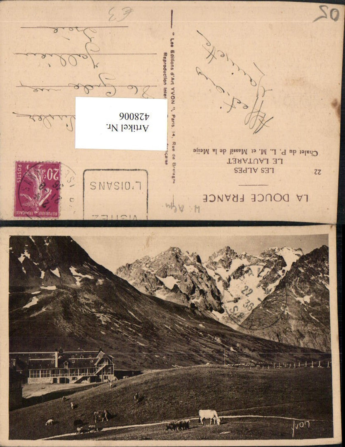 428006,Provence-Alpes-Cote-Azur Hautes-Alpes Le Lautaret Chalet du P.L.M. Et la Meije Bergkulisse