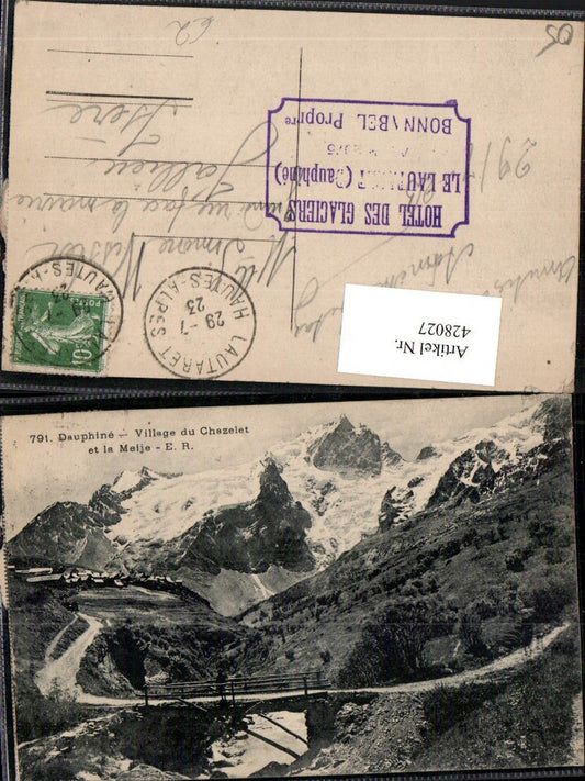 428027,Provence-Alpes-Cote-Azur Hautes-Alpes Village du Chazelet et la Meije Bergkulisse