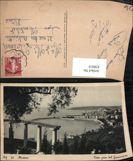 428035,Provence-Alpes-Cote-Azur Alpes-Maritimes Mentone Vista prisa dal Garavan Totale