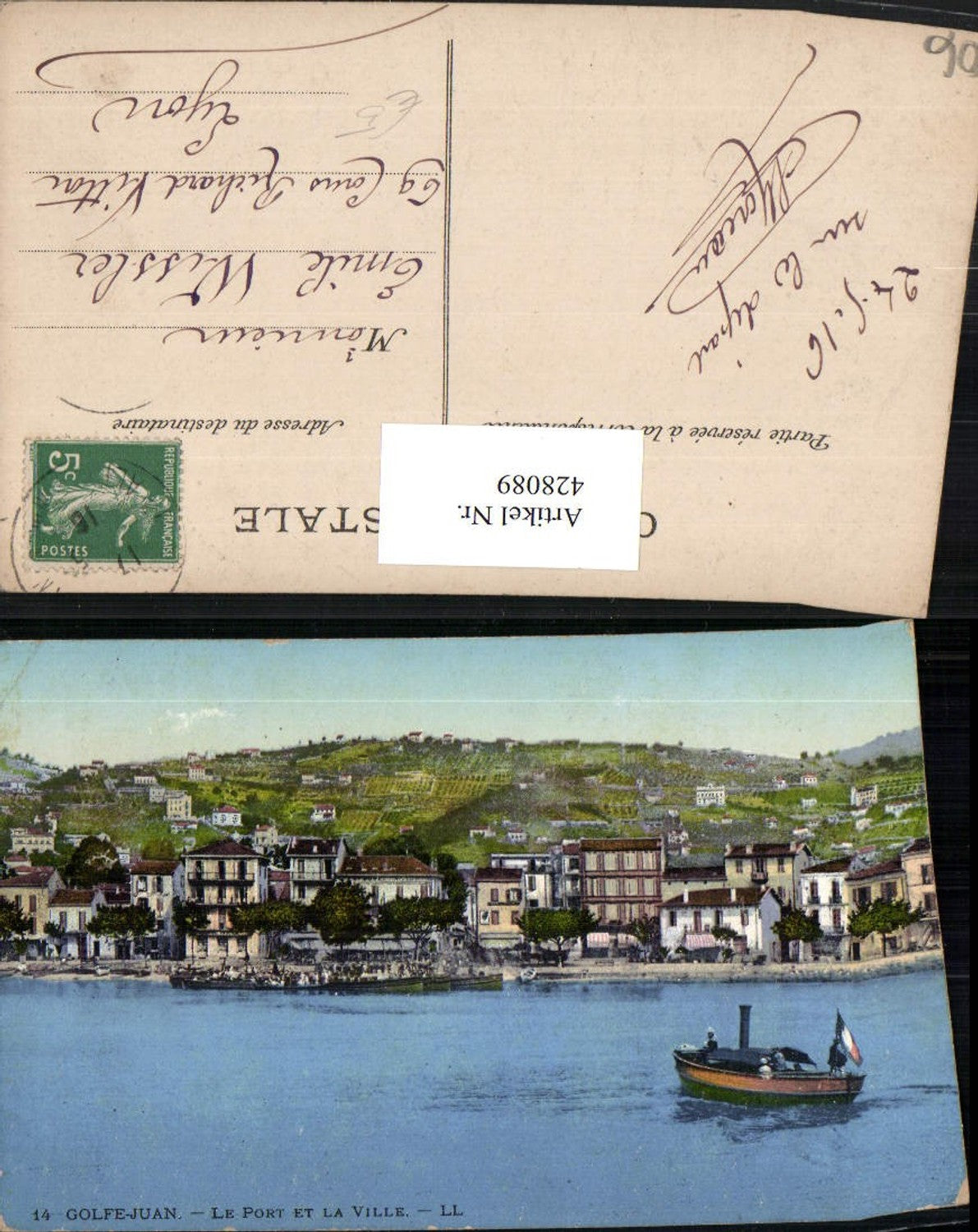 428089,Provence-Alpes-Cote-Azur Alpes-Maritimes Golfe-Juan Port et la Ville Teilansicht