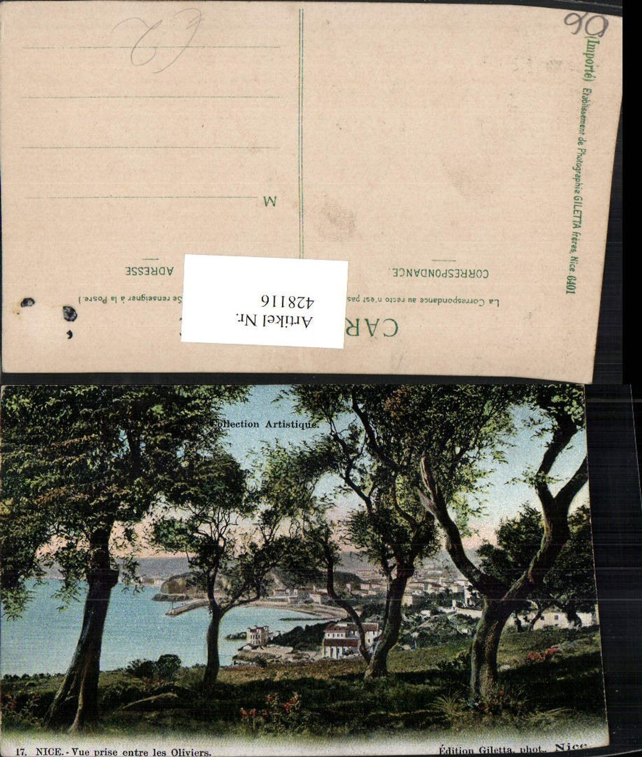 428116,Provence-Alpes-Cote-Azur Alpes Maritimes Nice Nizza Vue prise entre les Oliviers Oliven