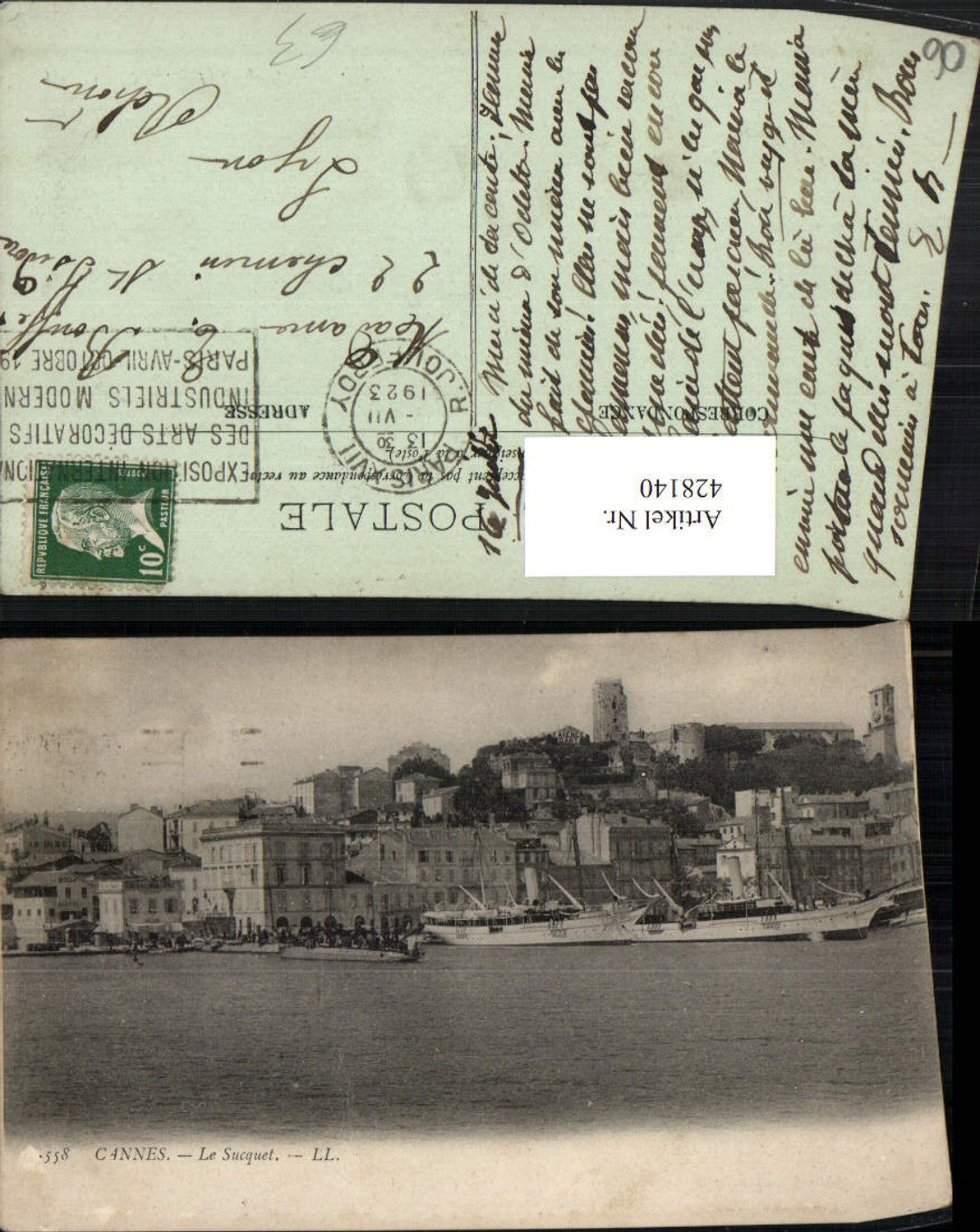 428140,Provence-Alpes-Cote-Azur Alpes Maritimes Cannes Le Sucquet Teilansicht Dampfer