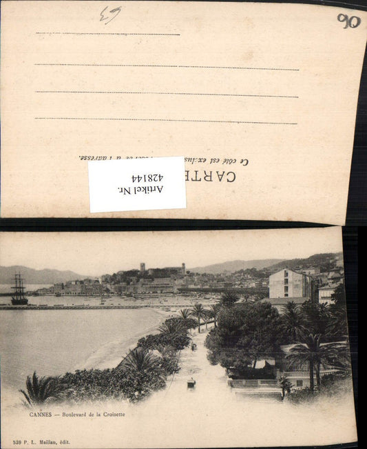 428144,Provence-Alpes-Cote-Azur Alpes Maritimes Cannes Boulevard de la Croisette Teilansicht