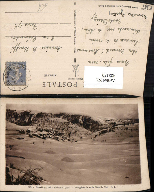 428150,Provence-Alpes-Cote-Azur Alpes Maritimes Beuil Vue generale et la Prise de Ski Winterbild